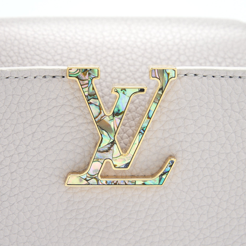 LOUIS VUITTON CAPUCINES BB BRUME GREY GOLD HARWARE WITH ABALONE-SHELL