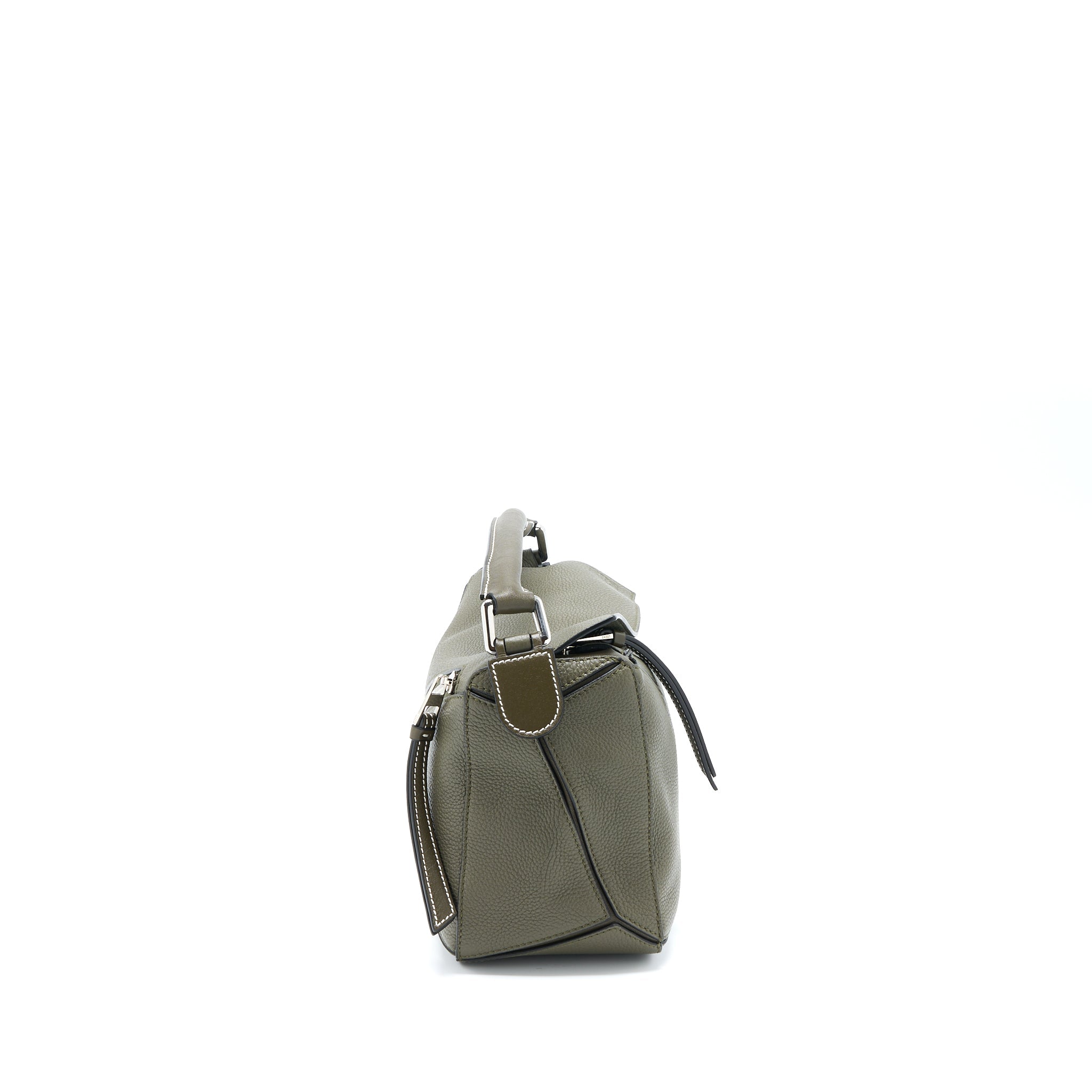 LOEWE SMALL PUZZLE BAG GRAINED CALFSKIN DARK KHAKI GREEN SHW