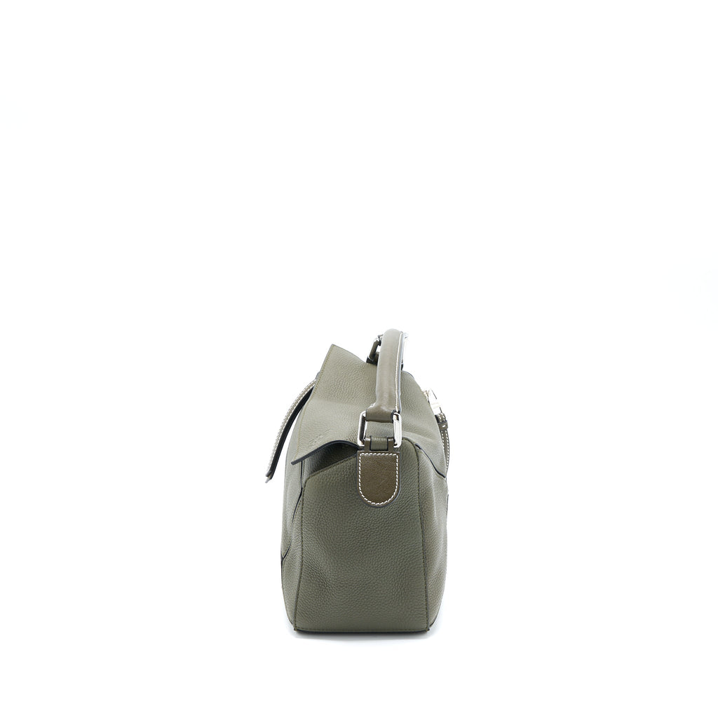 LOEWE SMALL PUZZLE BAG GRAINED CALFSKIN DARK KHAKI GREEN SHW