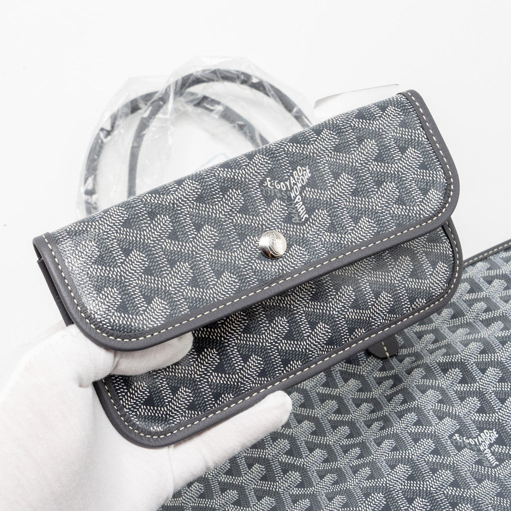 GOYARD SAINT LOUIS PM TOTE BAG GOYARDLINE CANVAS / LEATHER GREY SHW