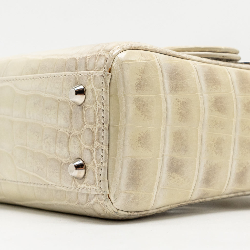 DIOR MINI LADY DIOR HIMALAYAN CROCODILE WHITE SHW