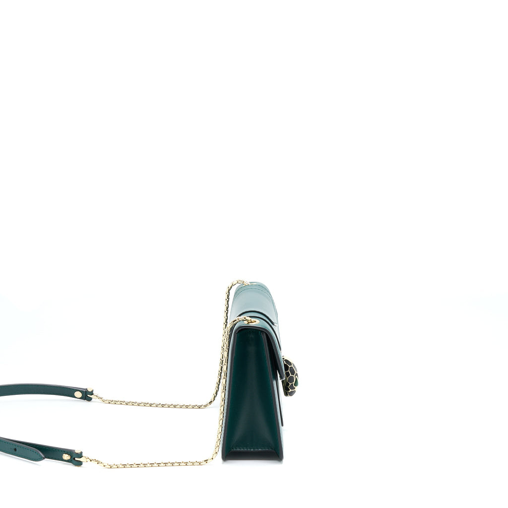 BVLGARI SERPENTI FOREVER CHAIN BAG CALFSKIN GREEN LGHW