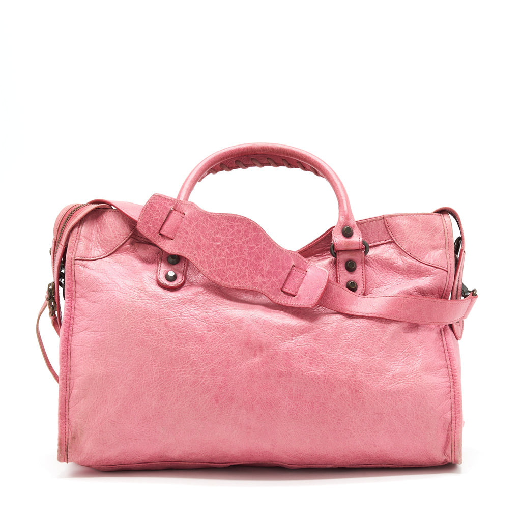 BALENCIAGA CLASSIC CITY PINK BAG BLACK HARDWARE