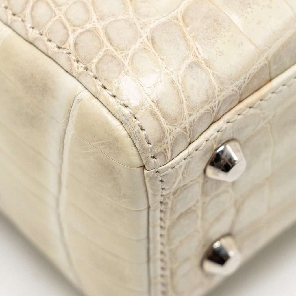 DIOR MINI LADY DIOR HIMALAYAN CROCODILE WHITE SHW
