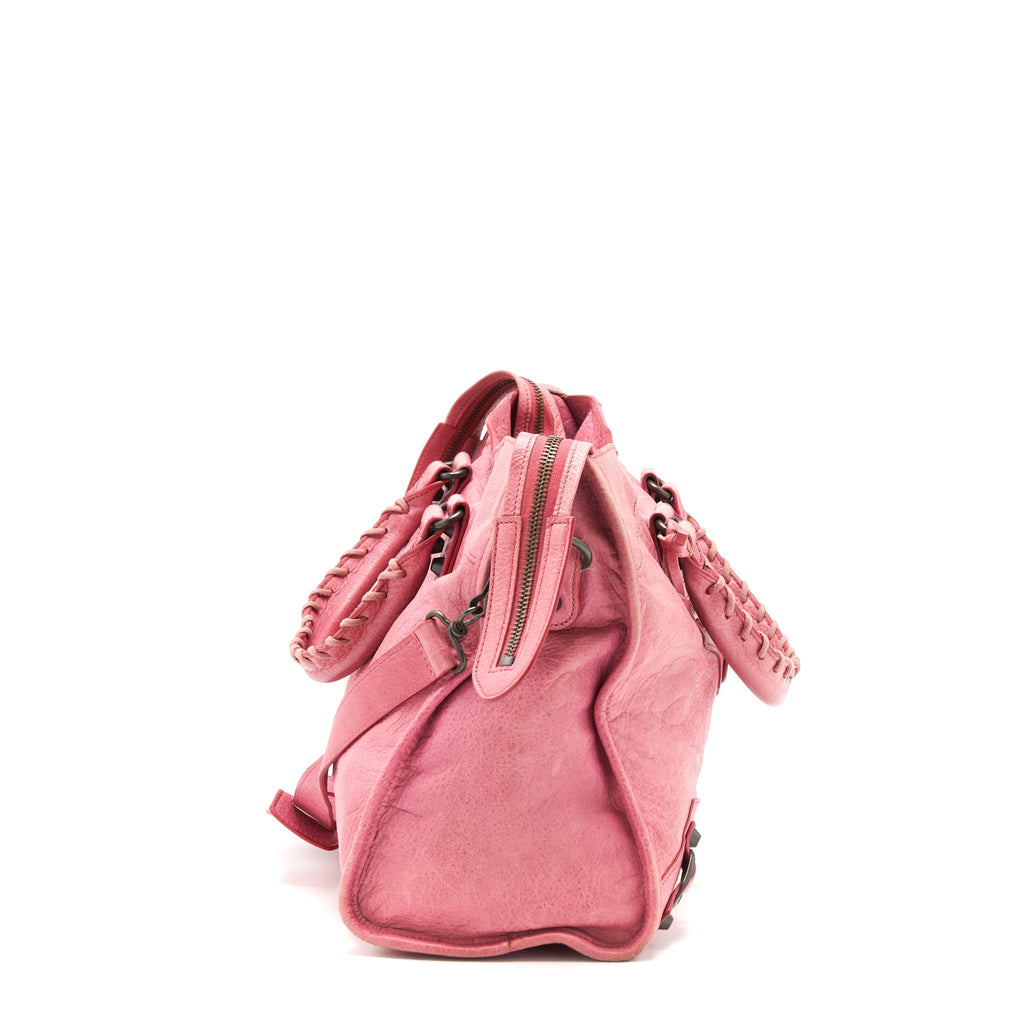 BALENCIAGA CLASSIC CITY PINK BAG BLACK HARDWARE
