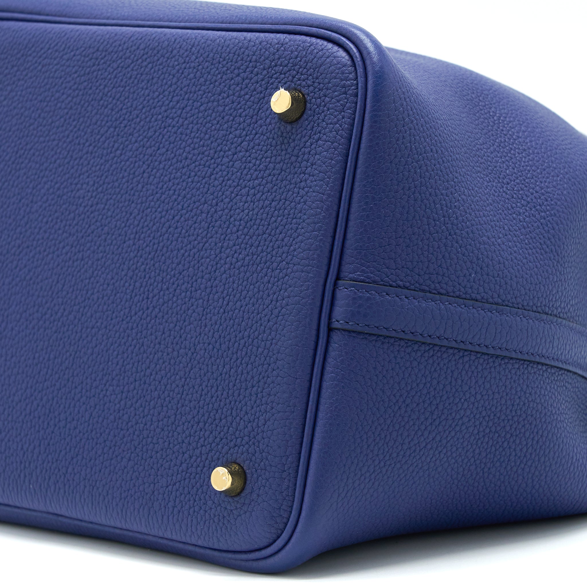 HERMES PICOTIN 22 LOCK BAG TAURILLON MAURICE BLUE SAPHIR GHW