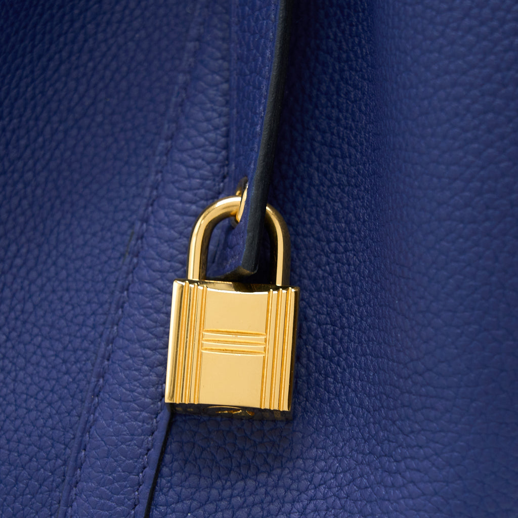 HERMES PICOTIN 22 LOCK BAG TAURILLON MAURICE BLUE SAPHIR GHW
