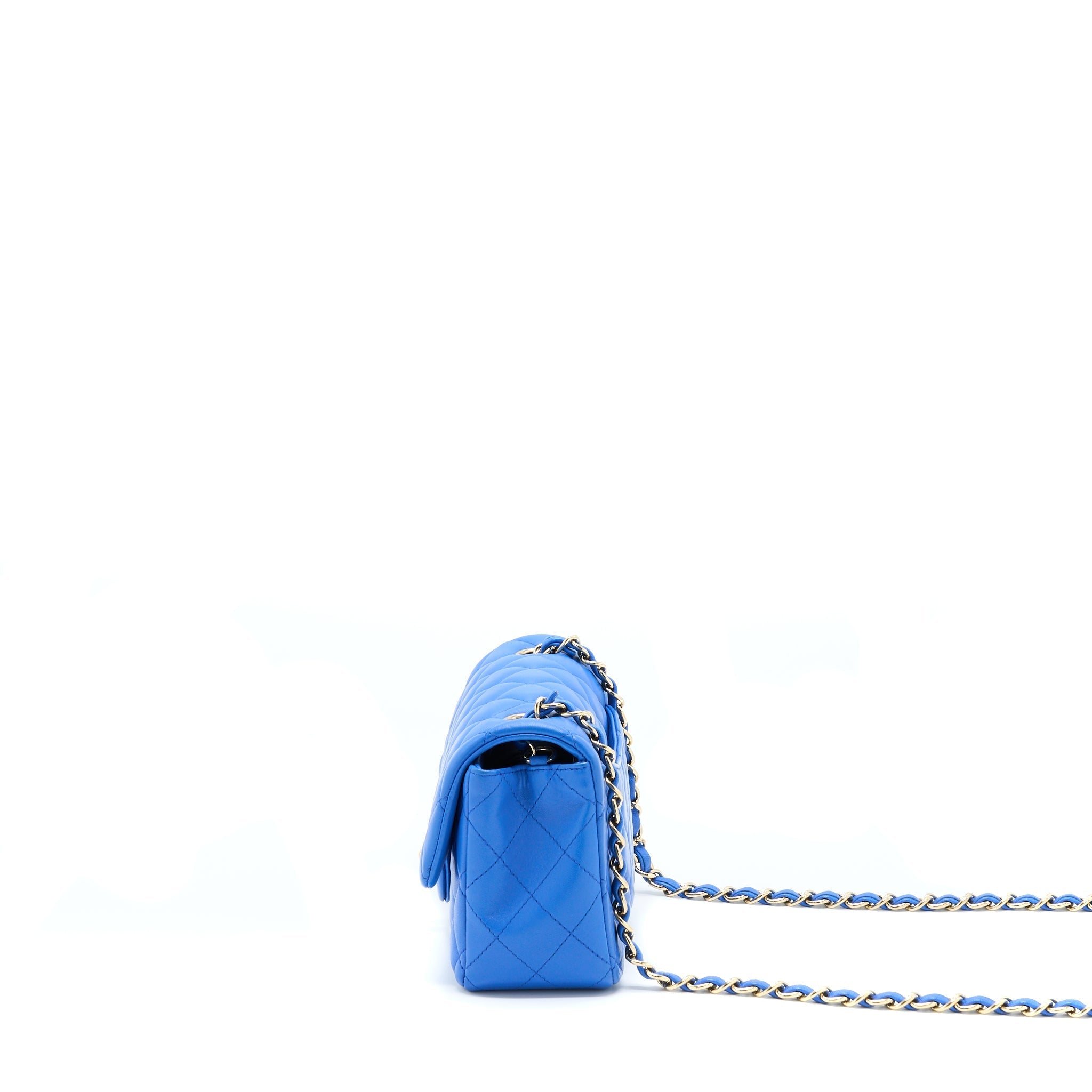 CHANEL MINI RECTANGULAR FLAP BAG LAMBSKIN BLUE LGHW