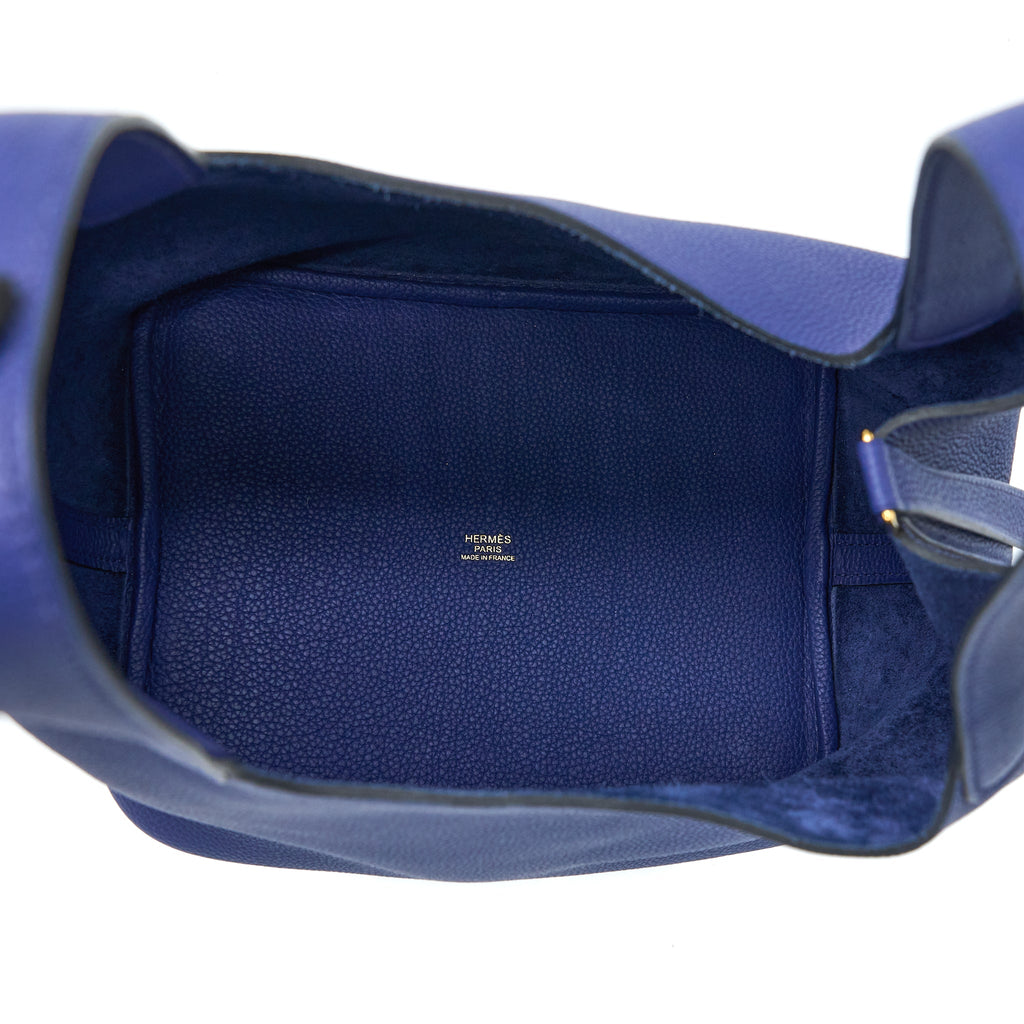 HERMES PICOTIN 22 LOCK BAG TAURILLON MAURICE BLUE SAPHIR GHW