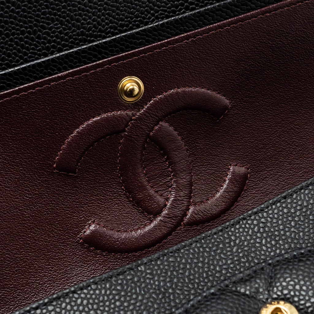 CHANEL MEDIUM CLASSIC DOUBLE FLAP BAG CAVIAR BLACK GHW(MICROCHIP)