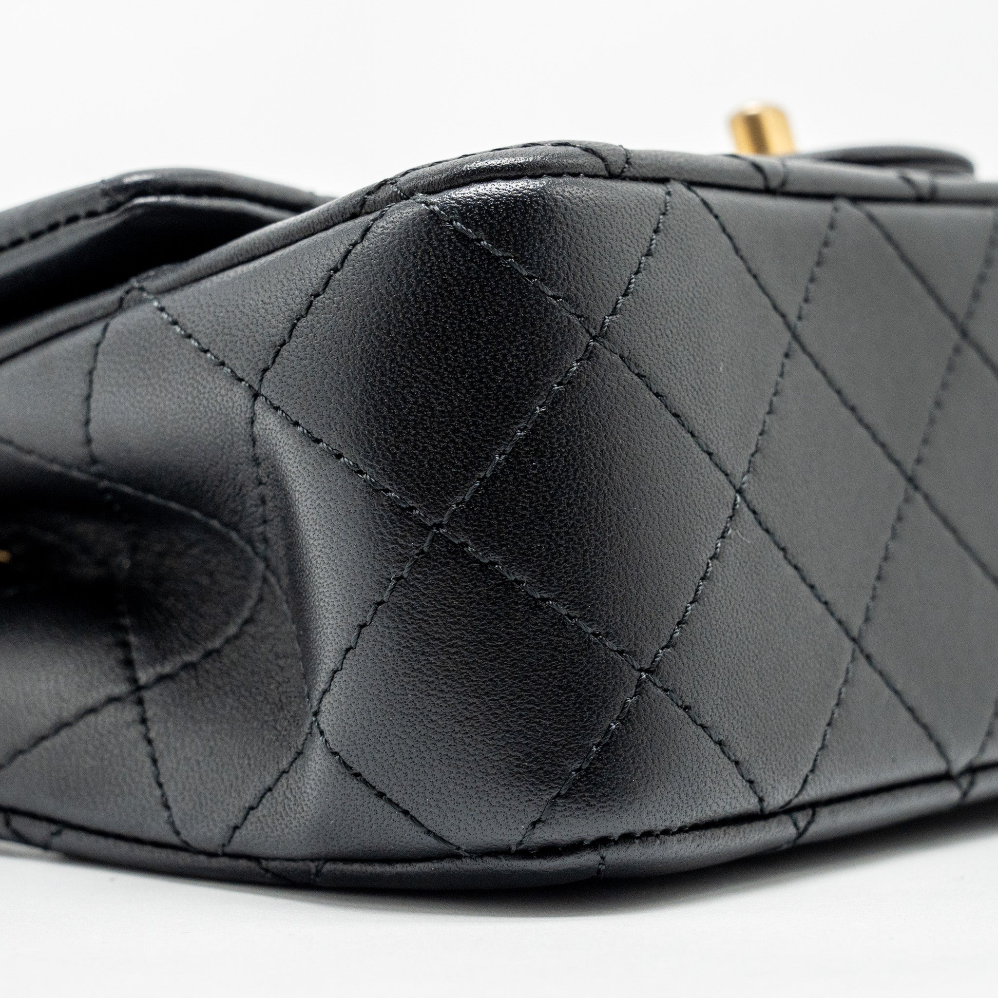 CHANEL PEARL CRUSH MINI RECTANGULAR FLAP BAG LAMBSKIN BLACK GHW (MICROCHIP)