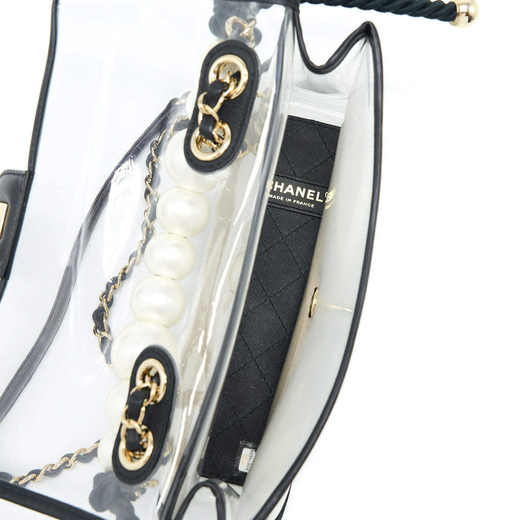 CHANEL SAND BY THE SEA FLAP BAG PVC/ LAMBSKIN LGHW