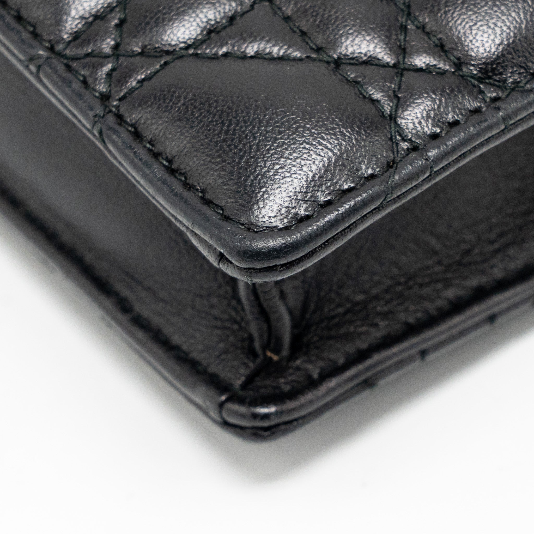 DIOR DIORADDICT WALLET ON CHAIN CANNAGE LEATHER BLACK GHW