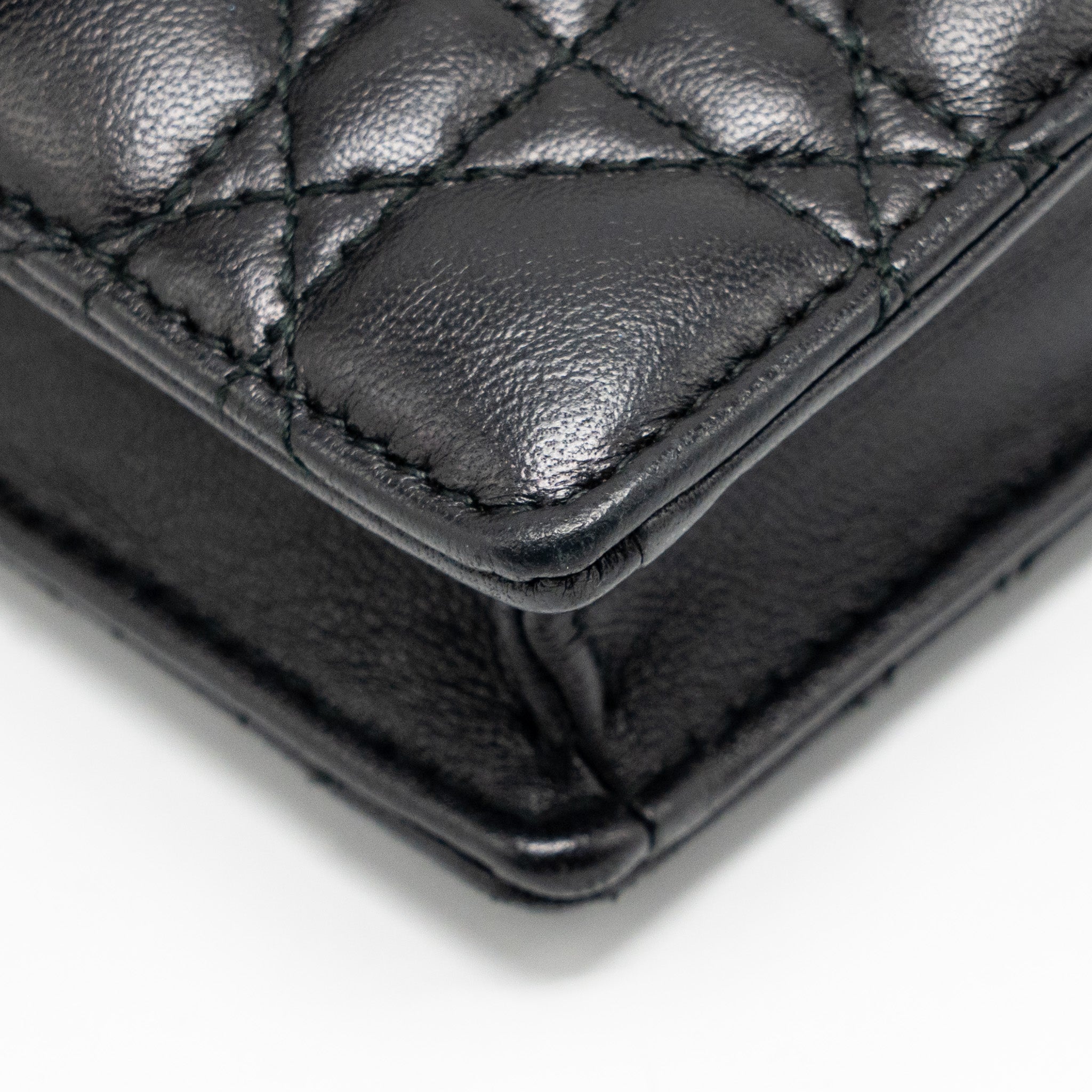 DIOR DIORADDICT WALLET ON CHAIN CANNAGE LEATHER BLACK GHW