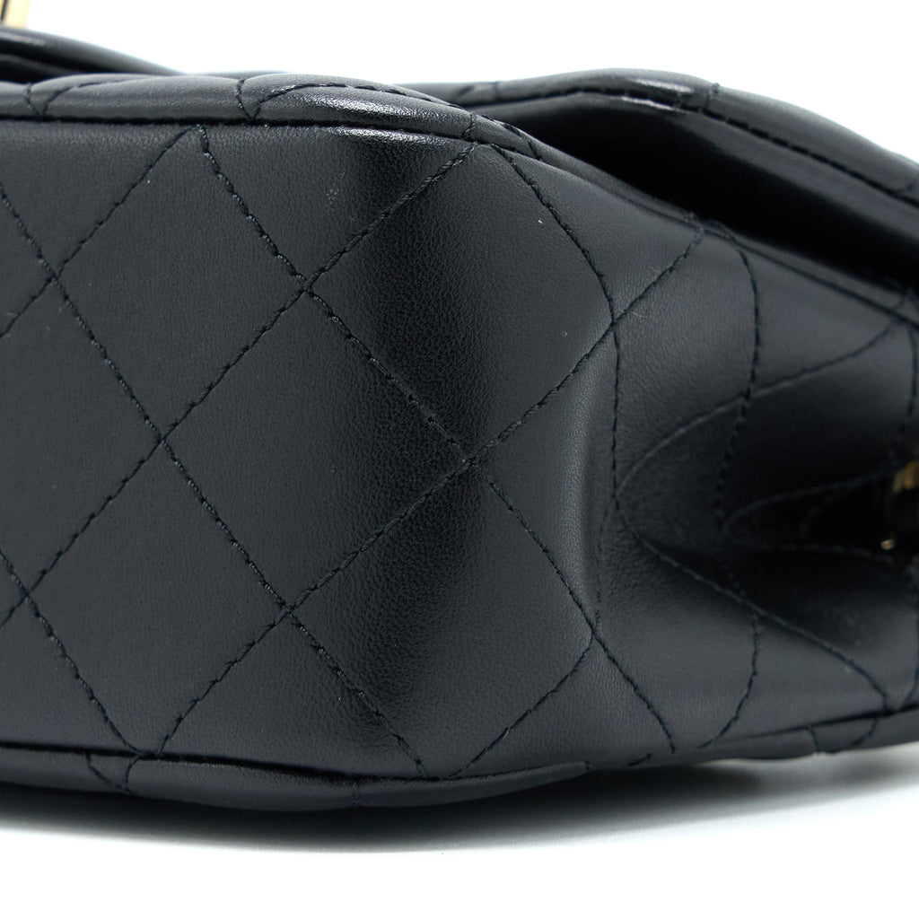 CHANEL 23C PEARL CRUSH MINI RECTANGULAR FLAP BAG LAMBSKIN BLACK LGHW (MICROCHIP)