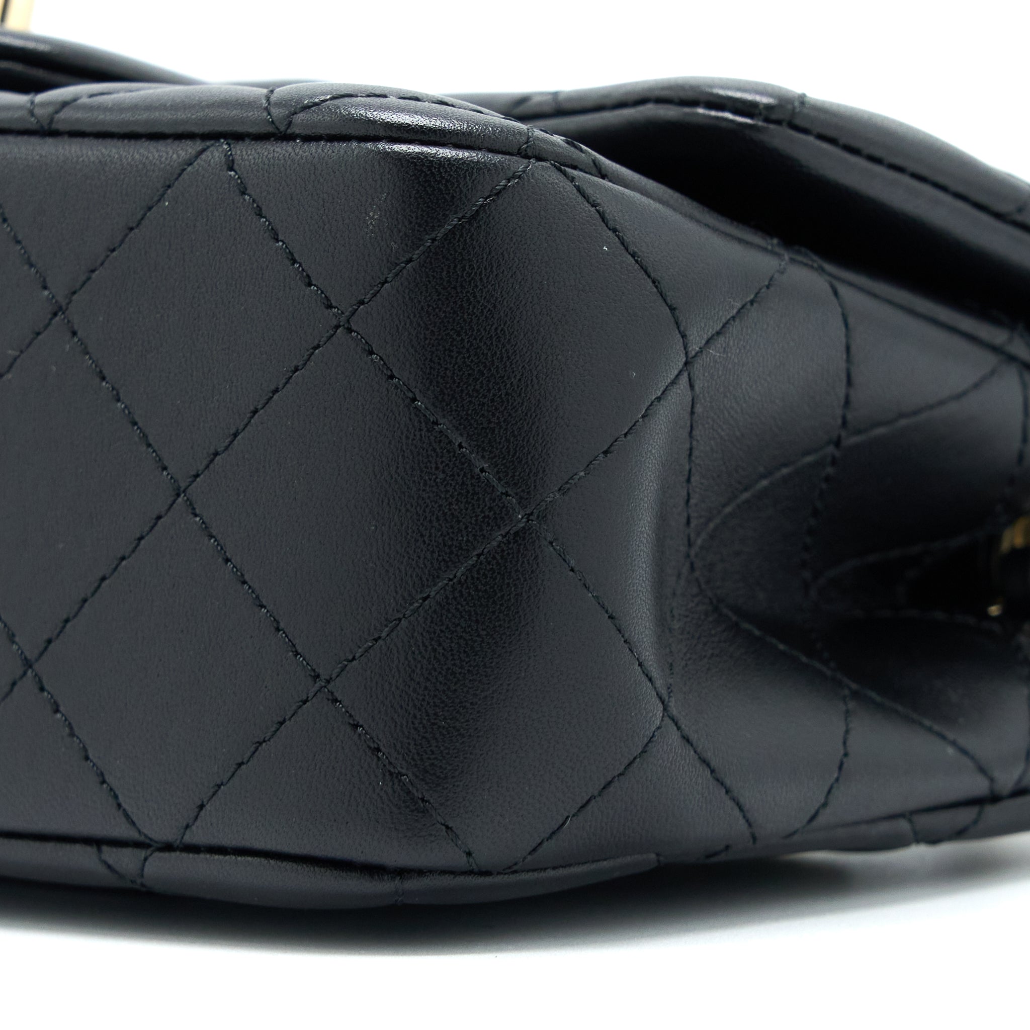 CHANEL 23C PEARL CRUSH MINI RECTANGULAR FLAP BAG LAMBSKIN BLACK LGHW (MICROCHIP)