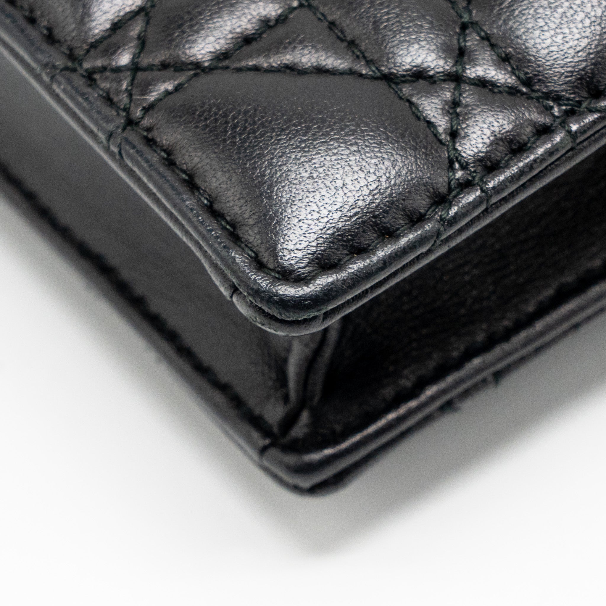 DIOR DIORADDICT WALLET ON CHAIN CANNAGE LEATHER BLACK GHW