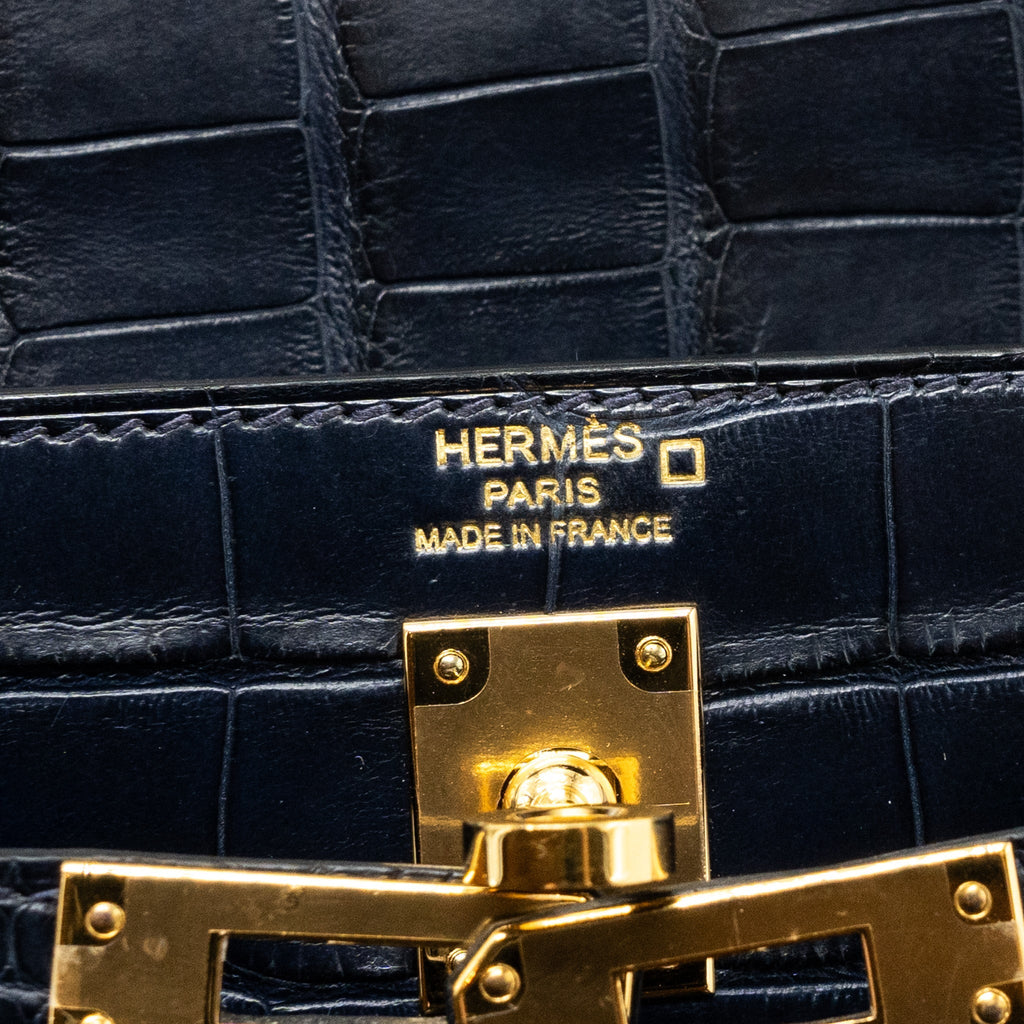 HERMES KELLY 25 MATTE CROCODILE ALLIGATOR MISSISSIPPIENSIS BLUE INDIGO GHW