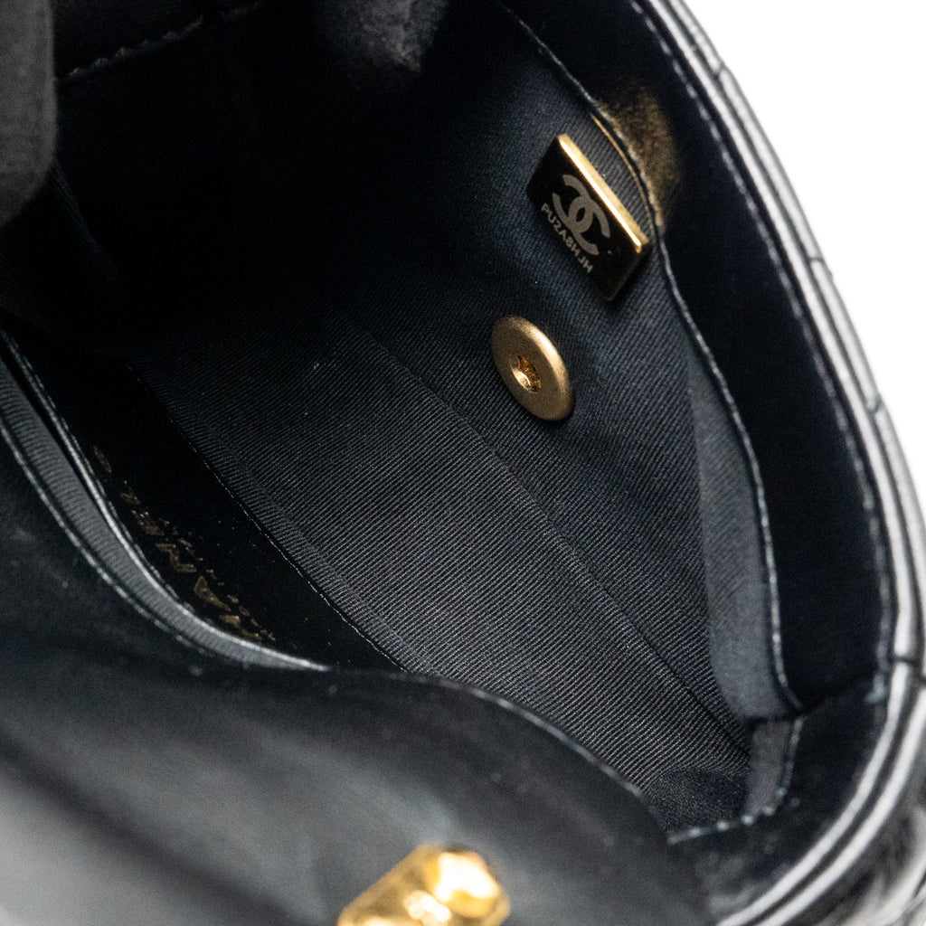 CHANEL 22S GIANT CHAIN MINI FLAP BAG LAMBSKIN BLACK BRUSHED GHW (MICROCHIP)