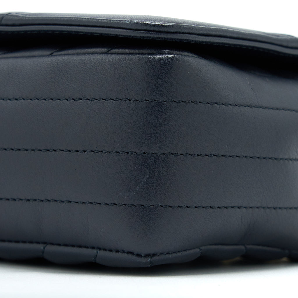 CHANEL SEASONAL CHEVRON FLAP BAG LAMBSKIN DARK GREY LGHW