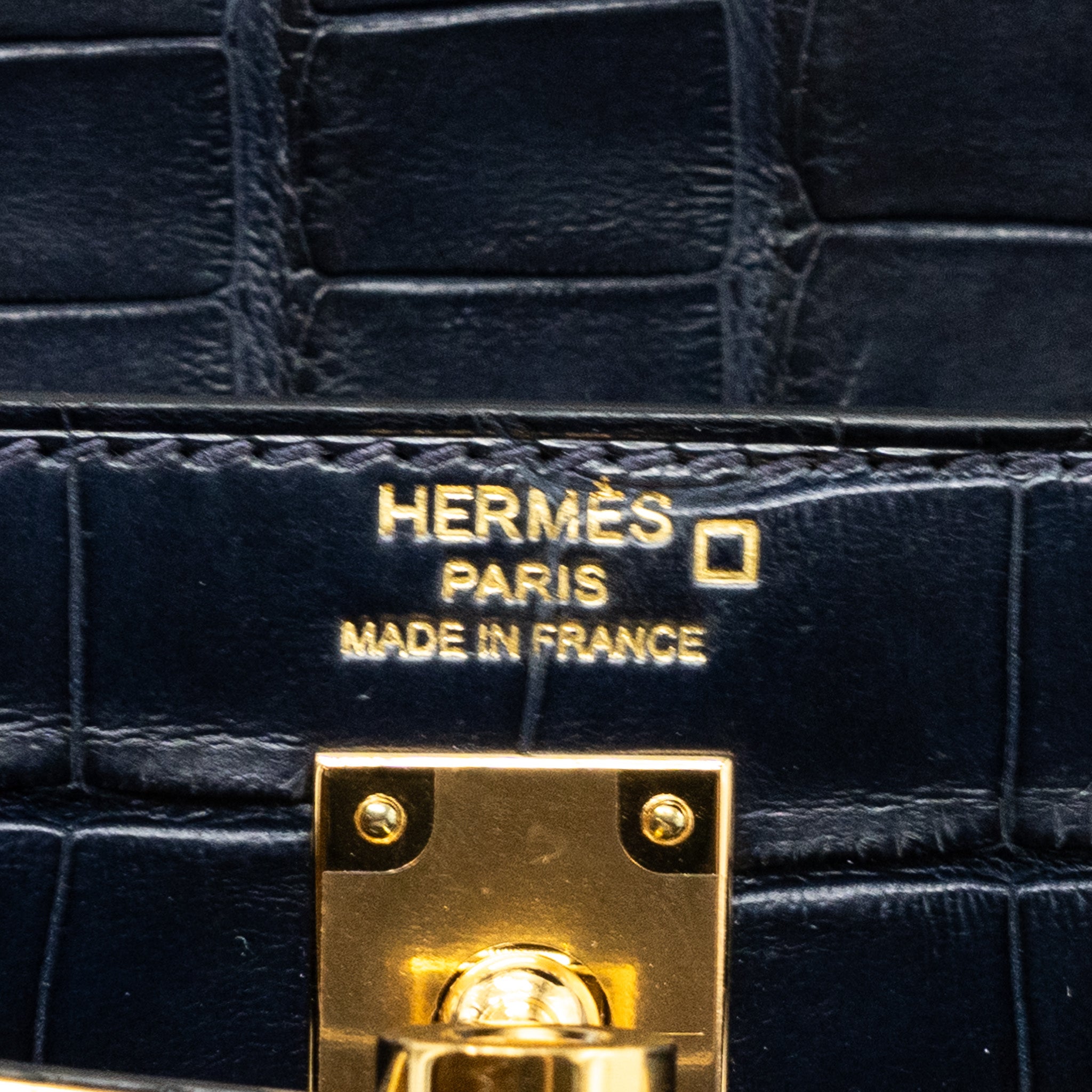 HERMES KELLY 25 MATTE CROCODILE ALLIGATOR MISSISSIPPIENSIS BLUE INDIGO GHW