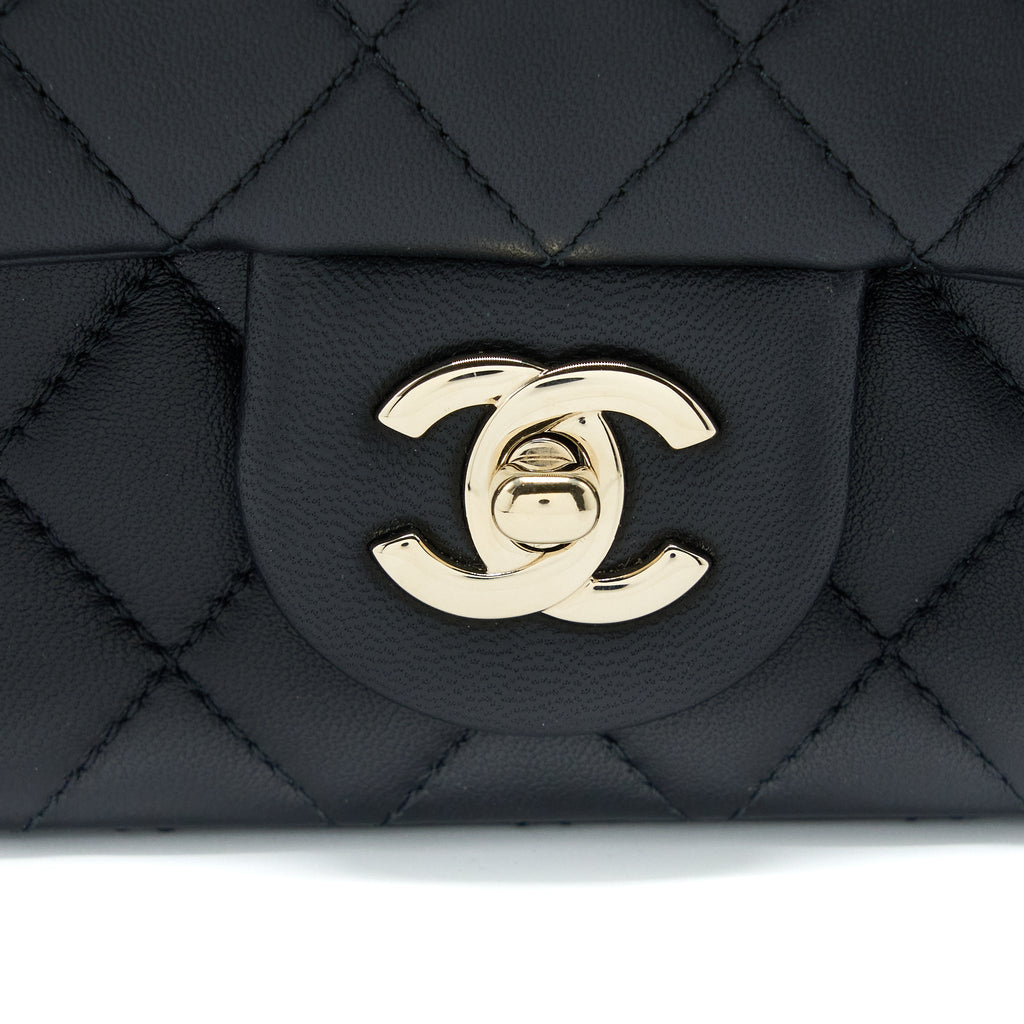 CHANEL 23C PEARL CRUSH MINI RECTANGULAR FLAP BAG LAMBSKIN BLACK LGHW (MICROCHIP)