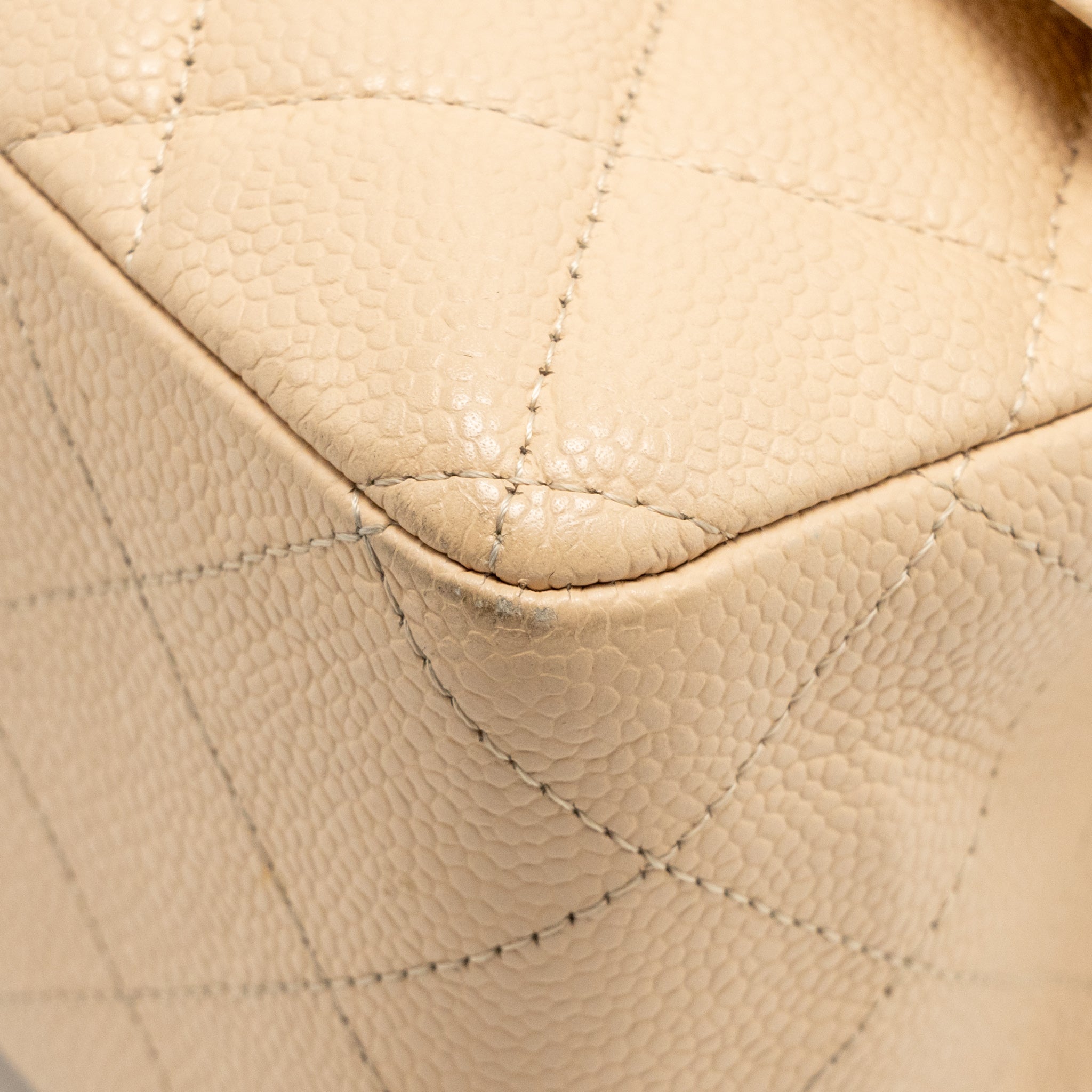 CHANEL JUMBO CLASSIC SINGLE FLAP BAG CAVIAR BEIGE SHW