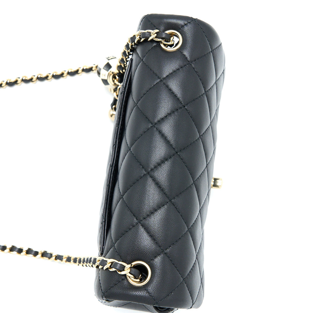 CHANEL 23C PEARL CRUSH MINI RECTANGULAR FLAP BAG LAMBSKIN BLACK LGHW (MICROCHIP)