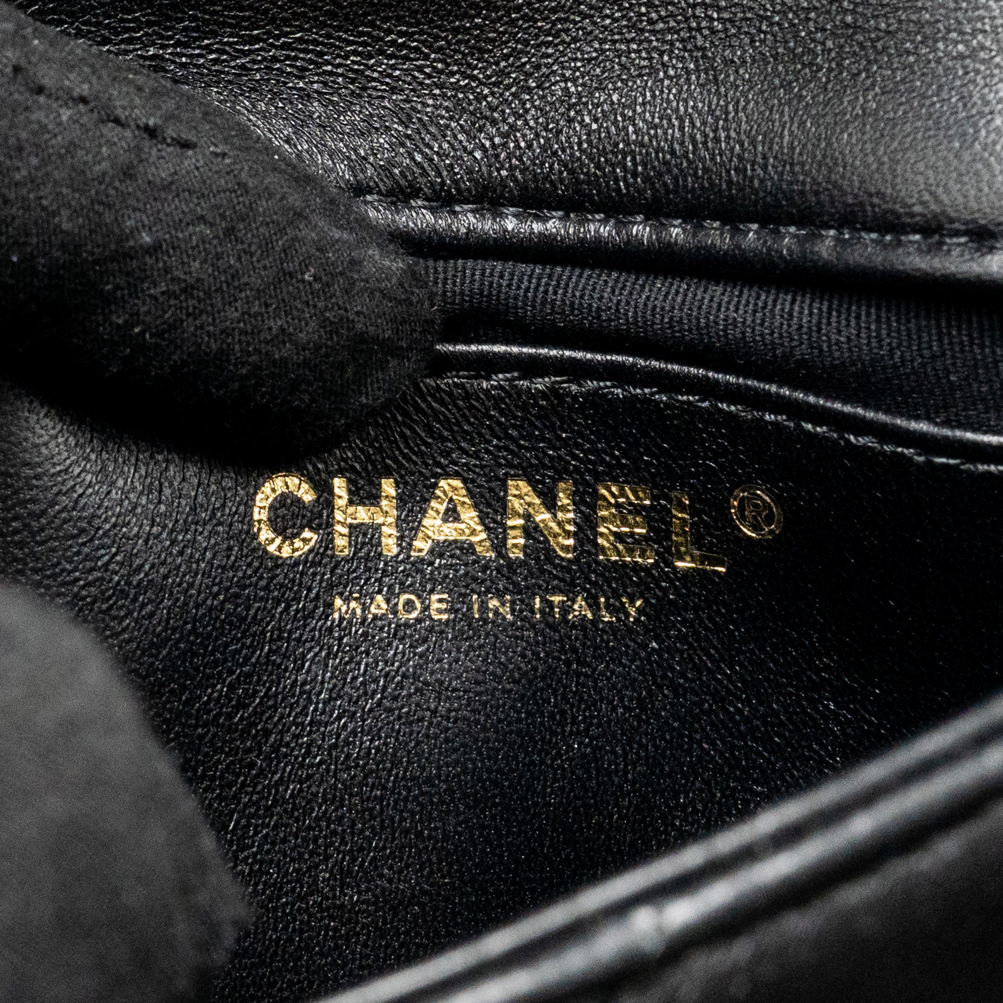 CHANEL 22S GIANT CHAIN MINI FLAP BAG LAMBSKIN BLACK BRUSHED GHW (MICROCHIP)