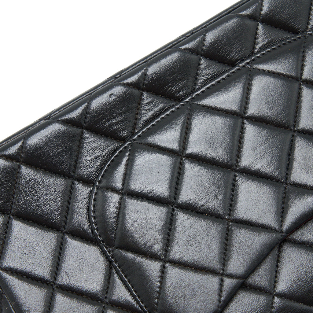 CHANEL VINTAGE 2 IN 1 SINGLE FLAP BAG LAMBSKIN BLACK GHW