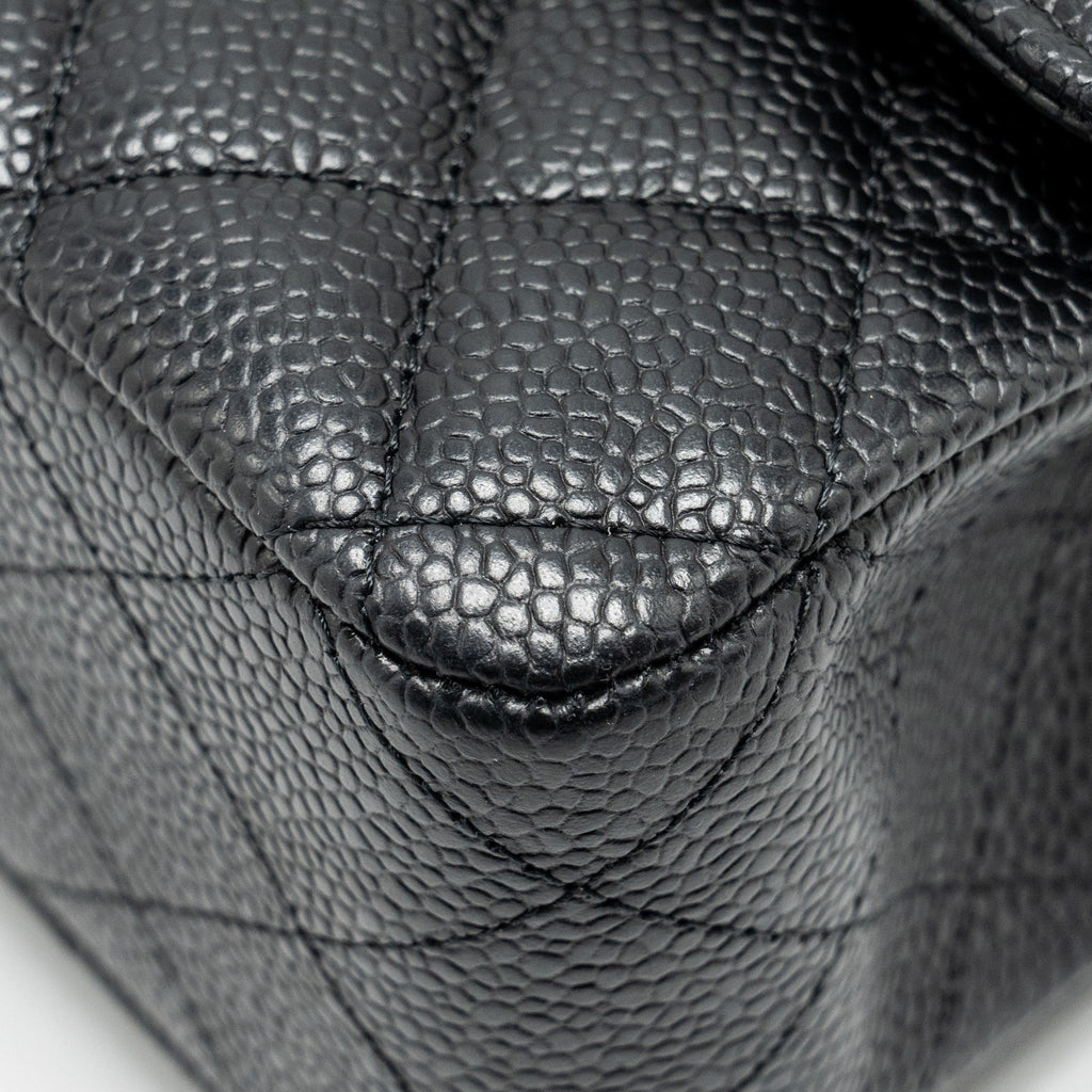 CHANEL MEDIUM CLASSIC DOUBLE FLAP BAG CAVIAR BLACK SHW