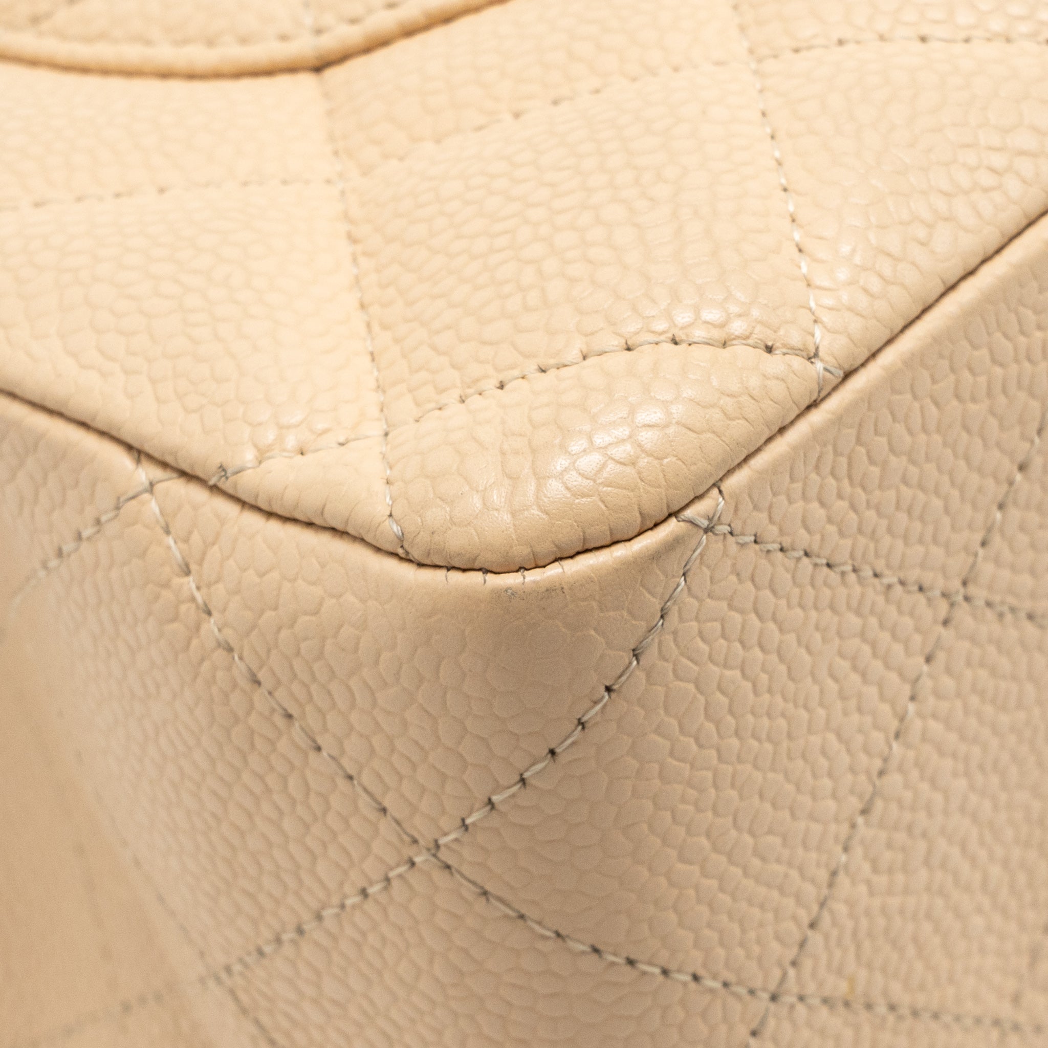 CHANEL JUMBO CLASSIC SINGLE FLAP BAG CAVIAR BEIGE SHW