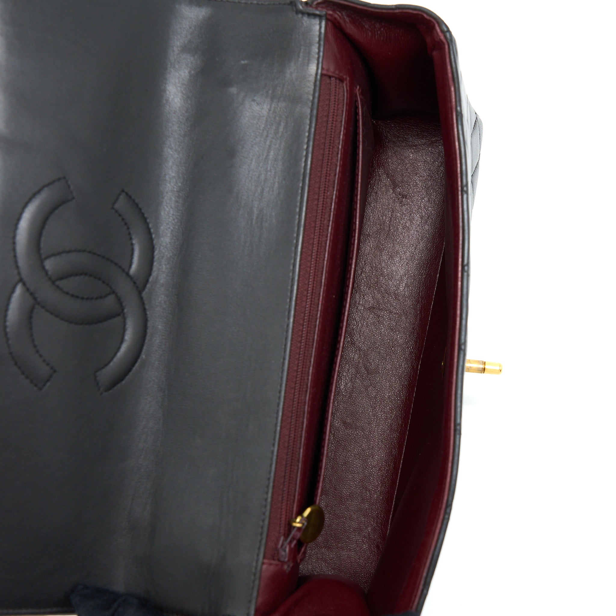 CHANEL VINTAGE 2 IN 1 SINGLE FLAP BAG LAMBSKIN BLACK GHW