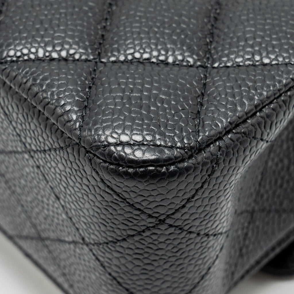 CHANEL MEDIUM CLASSIC DOUBLE FLAP BAG CAVIAR BLACK SHW