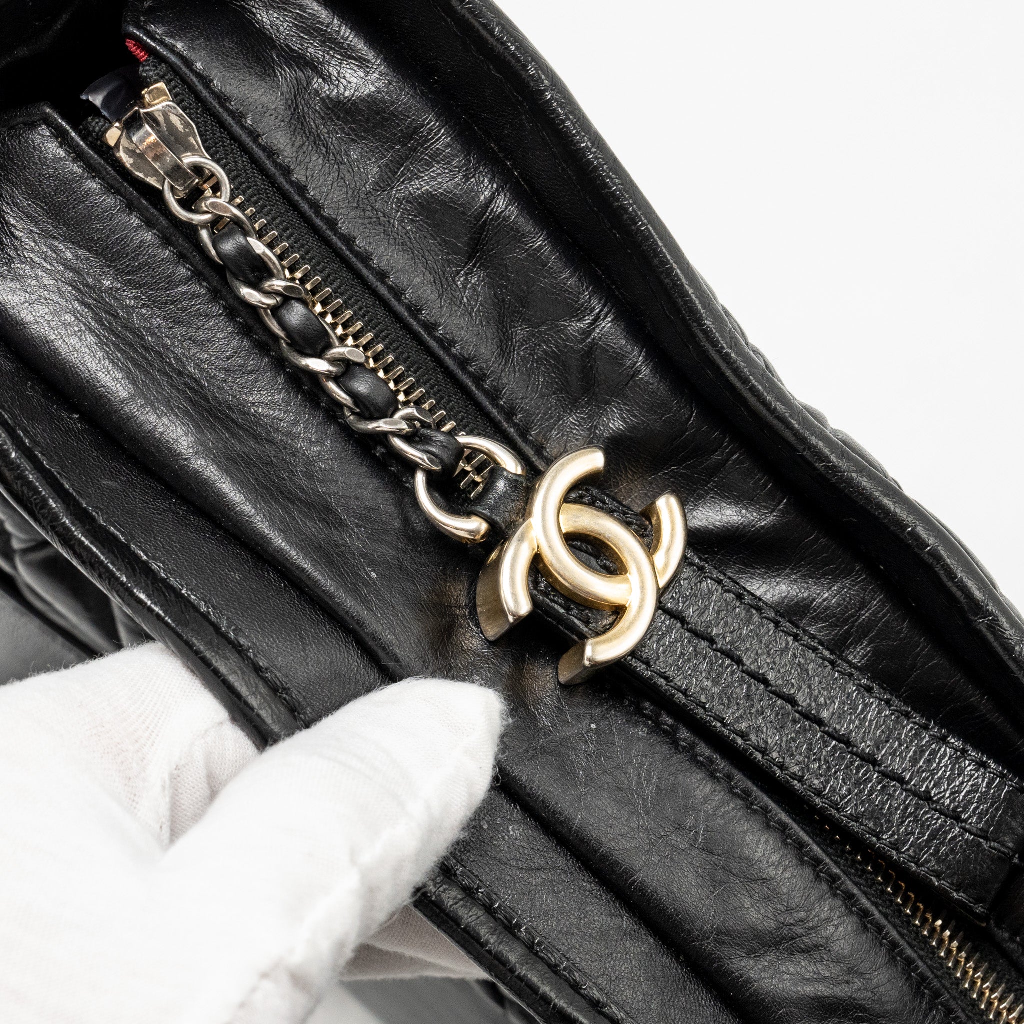 CHANEL GABRIELLE HOBO BAG SHINY CALFSKIN BLACK MULTICOLOUR HARDWARE