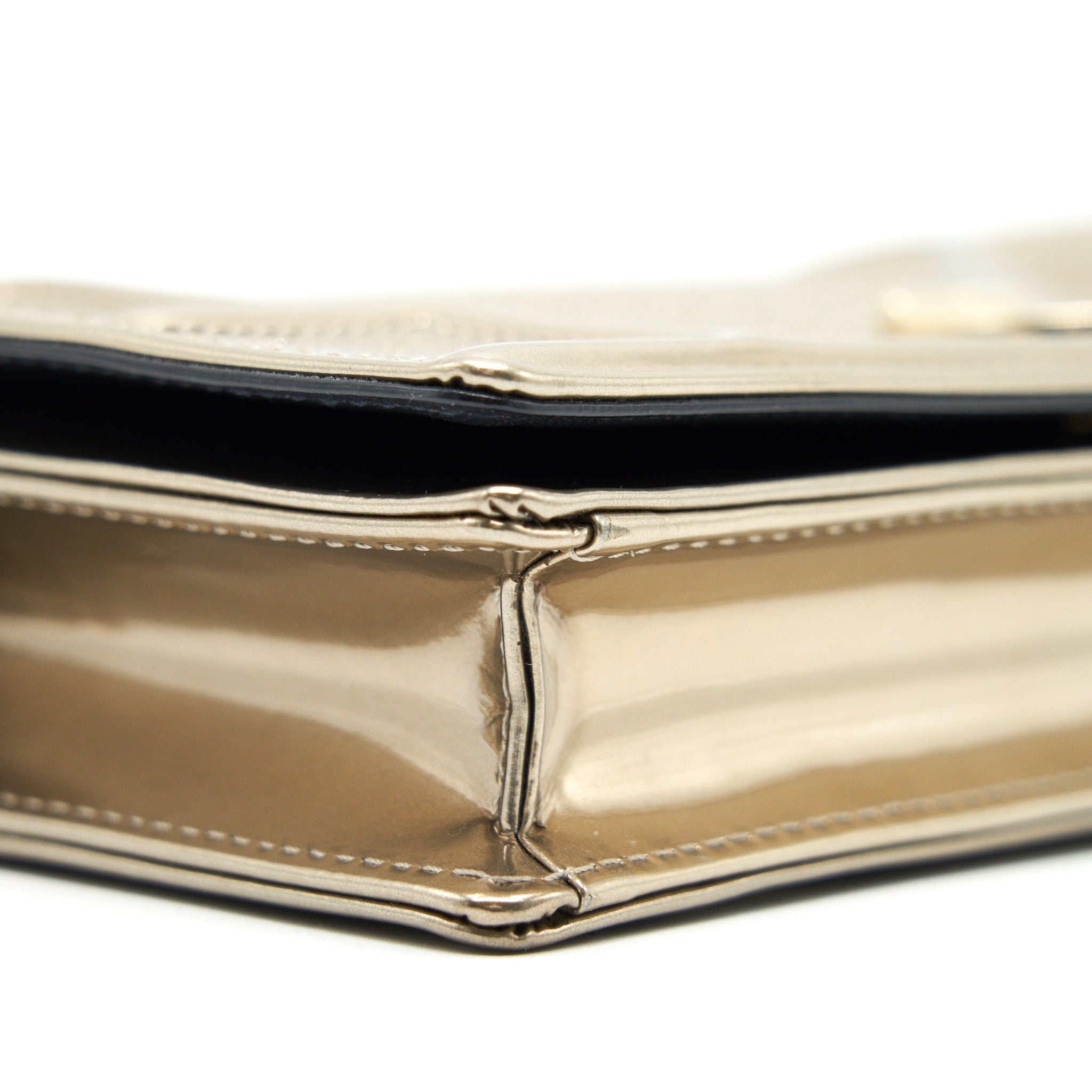 DIOR DIORAMA WALLET ON CHAIN METALLIC GOLD WITH GHW
