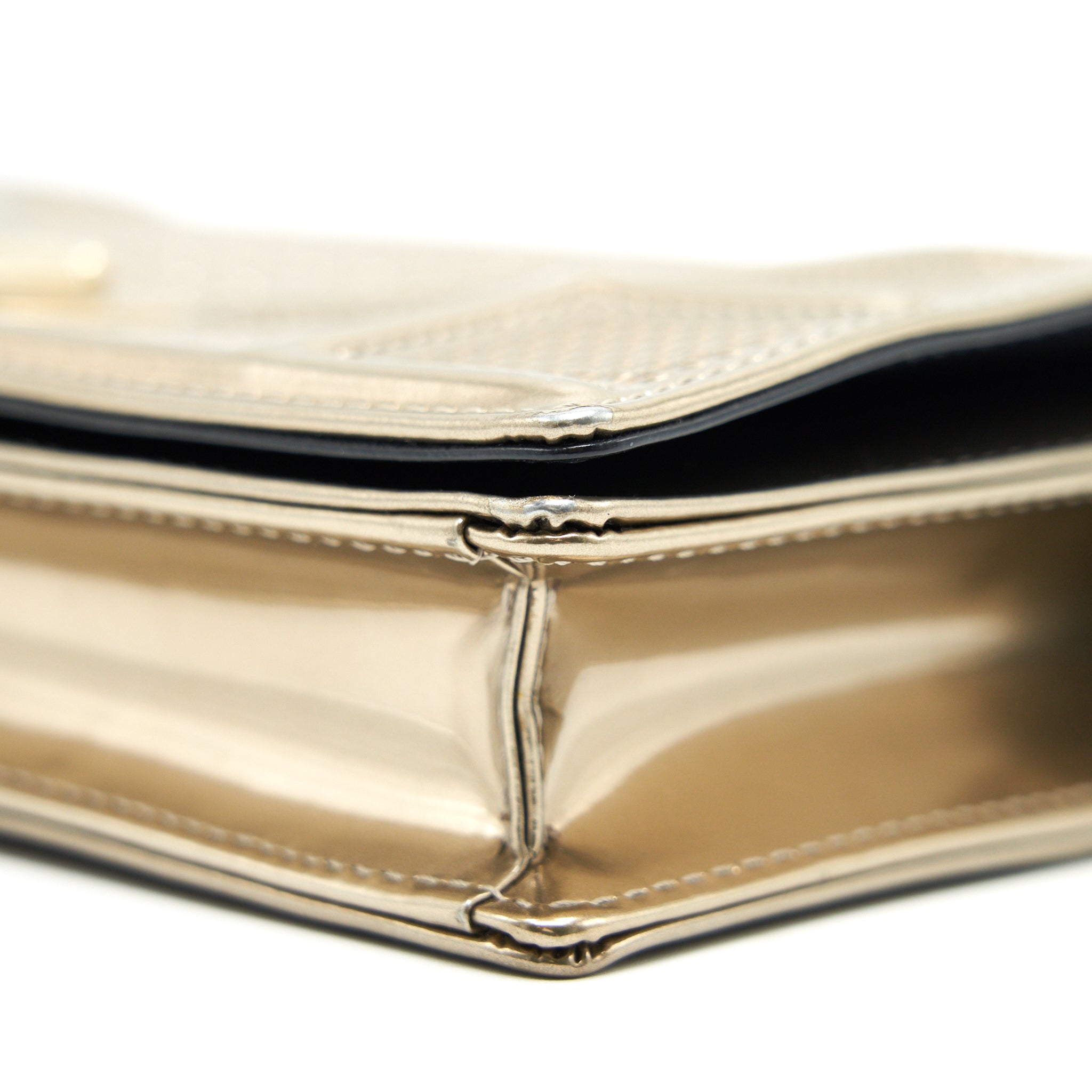 DIOR DIORAMA WALLET ON CHAIN METALLIC GOLD WITH GHW