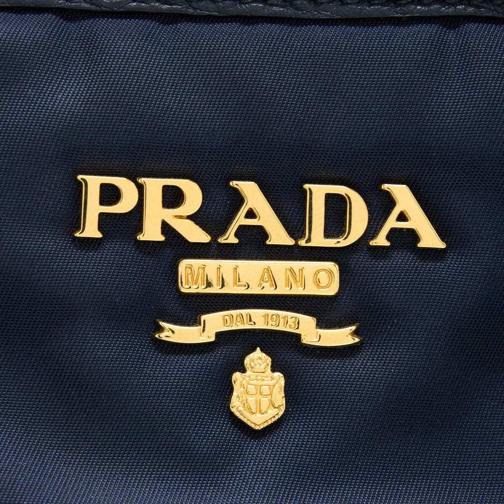 PRADA TESSUTO TOTE BAG NYLON DARK BLUE GHW