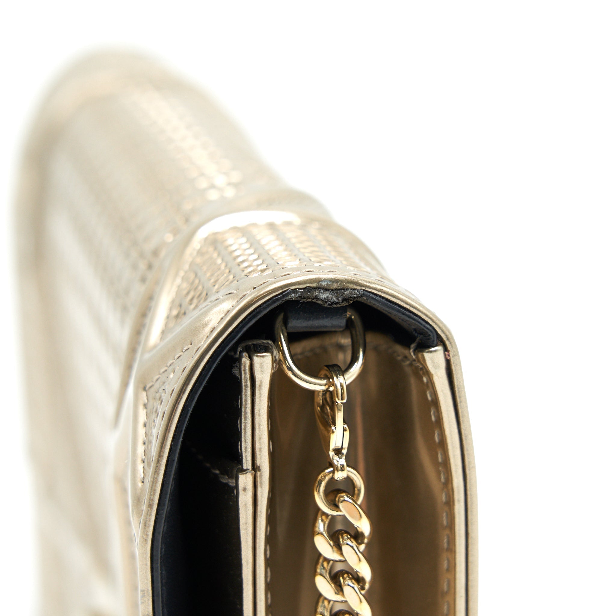 DIOR DIORAMA WALLET ON CHAIN METALLIC GOLD WITH GHW