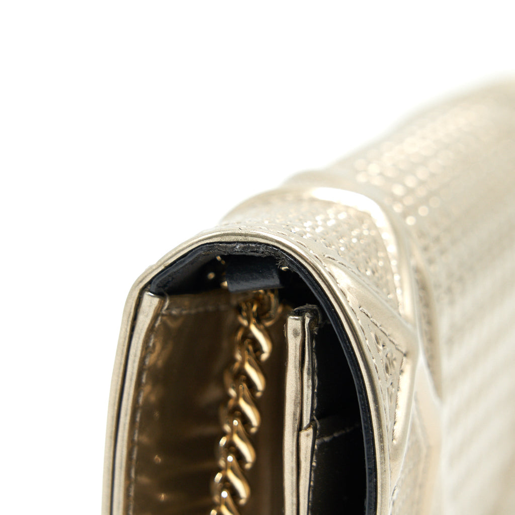 DIOR DIORAMA WALLET ON CHAIN METALLIC GOLD WITH GHW
