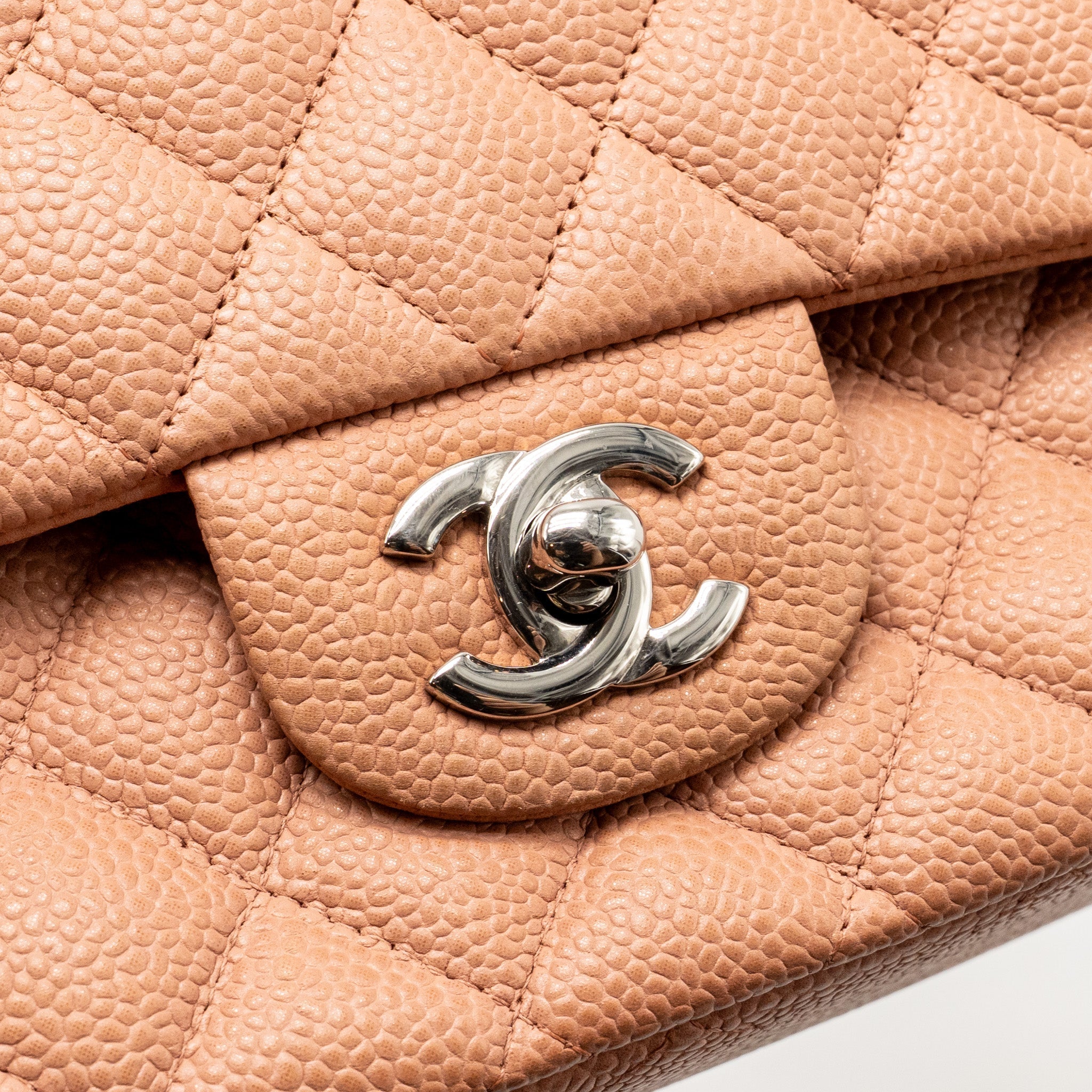 CHANEL MEDIUM CLASSIC DOUBLE FLAP BAG CAVIAR DARK PINK SHW