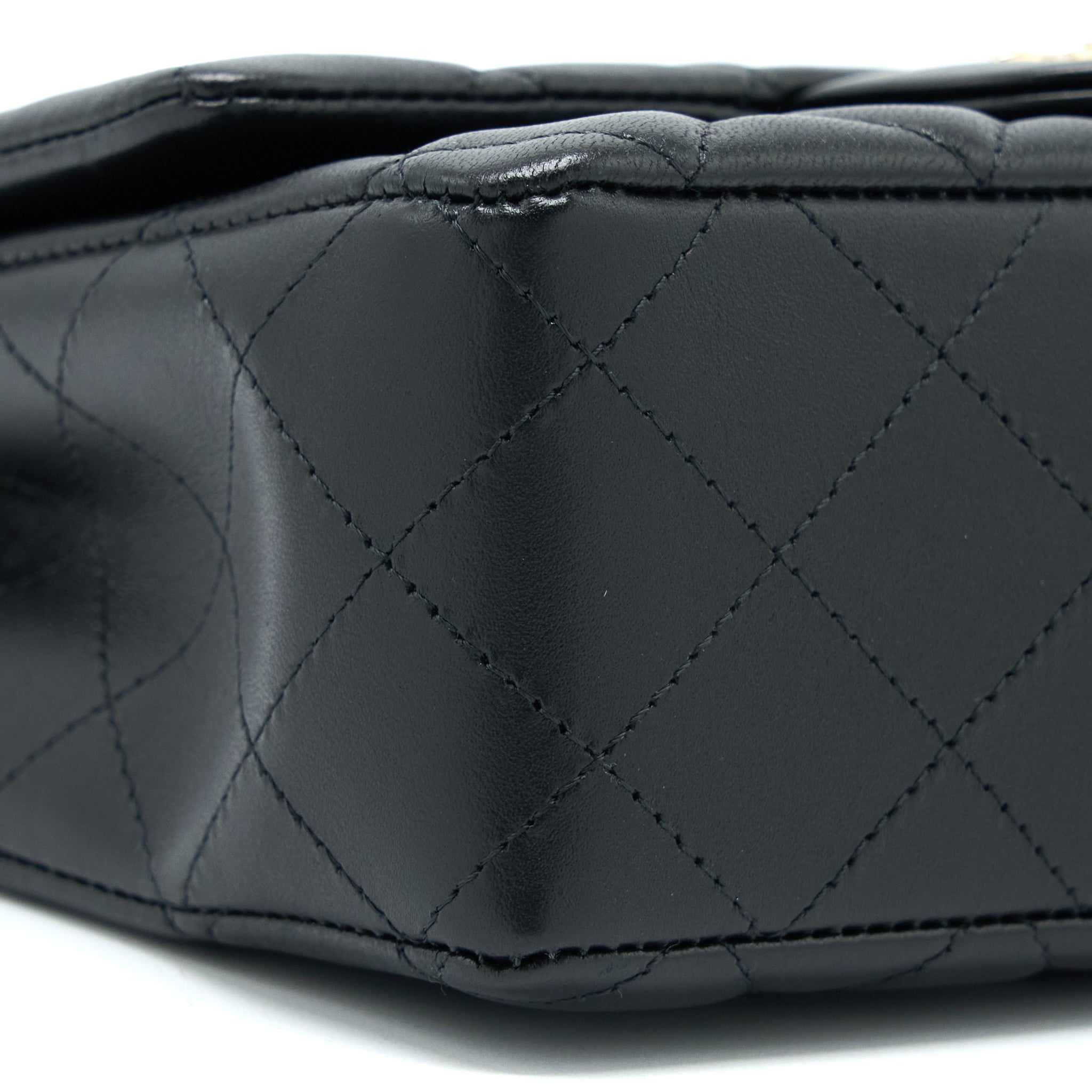 CHANEL MINI RECTANGULAR FLAP BAG LAMBSKIN BLACK LGHW (MICROCHIP)