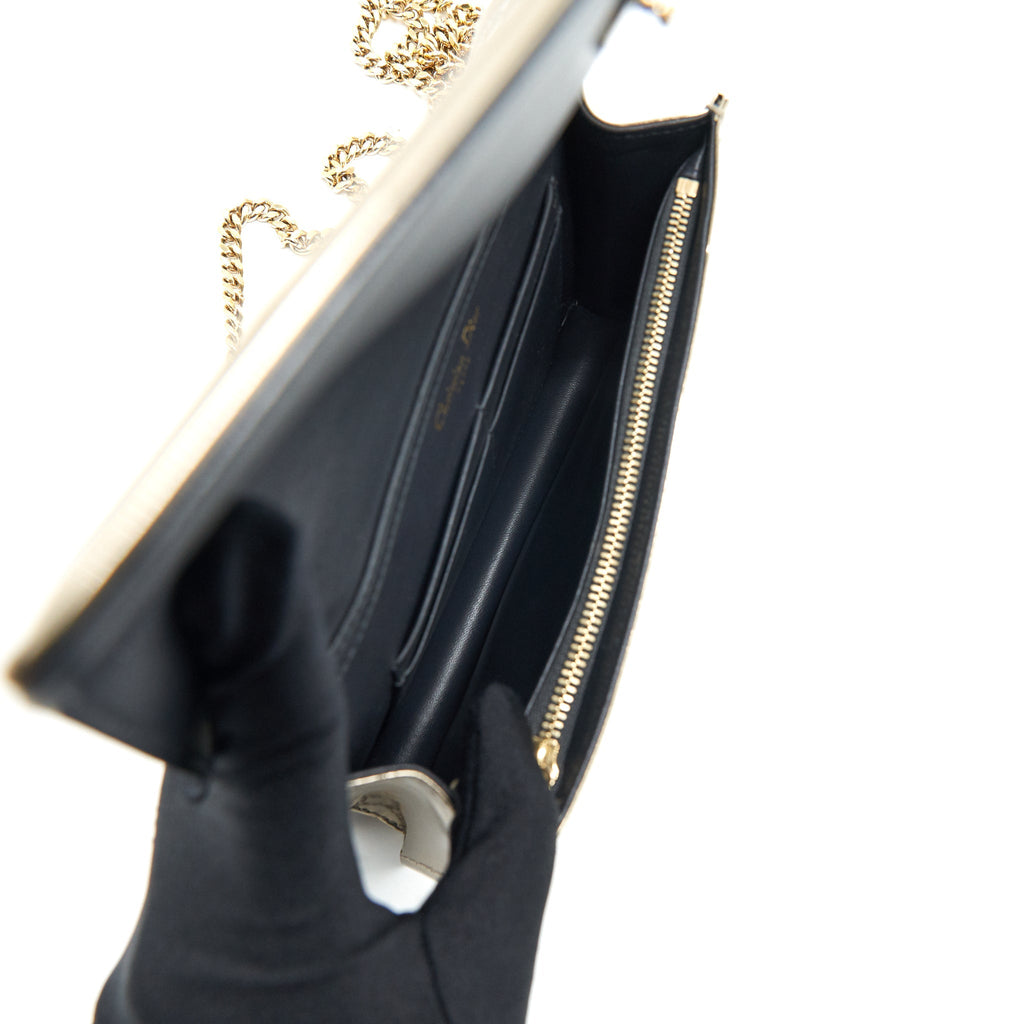 DIOR DIORAMA WALLET ON CHAIN METALLIC GOLD WITH GHW
