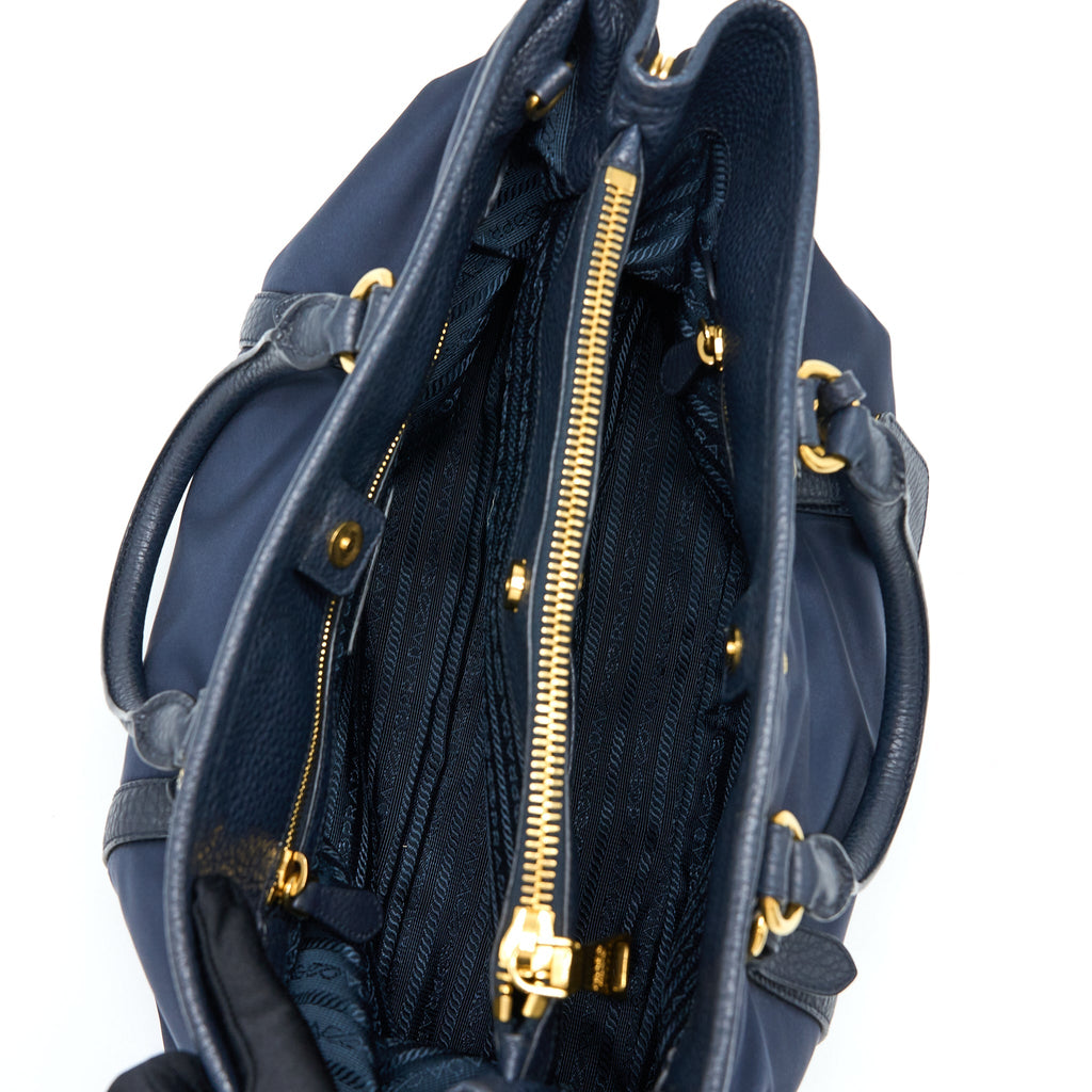 PRADA TESSUTO TOTE BAG NYLON DARK BLUE GHW
