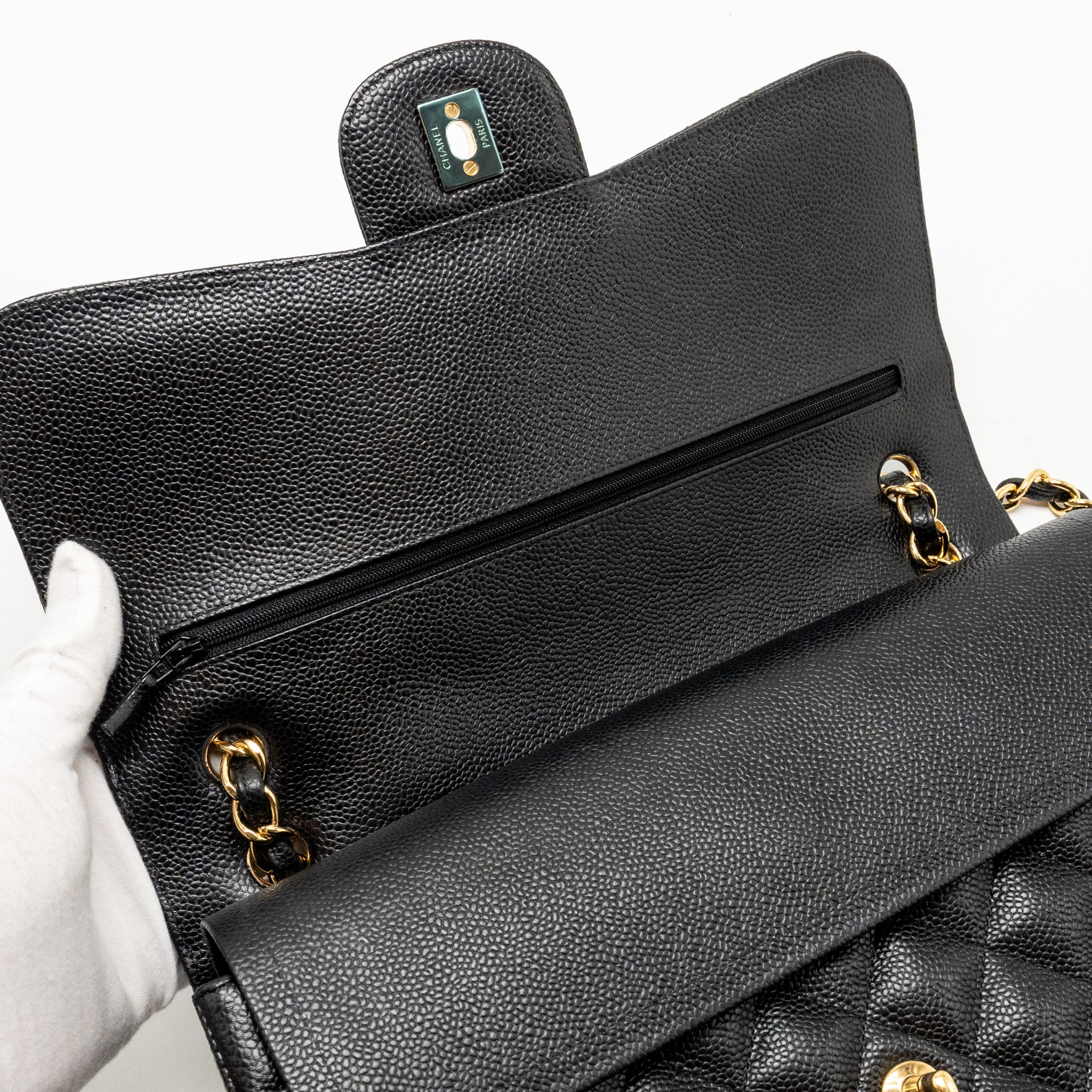 CHANEL JUMBO CLASSIC DOUBLE FLAP BAG CAVIAR BLACK GHW