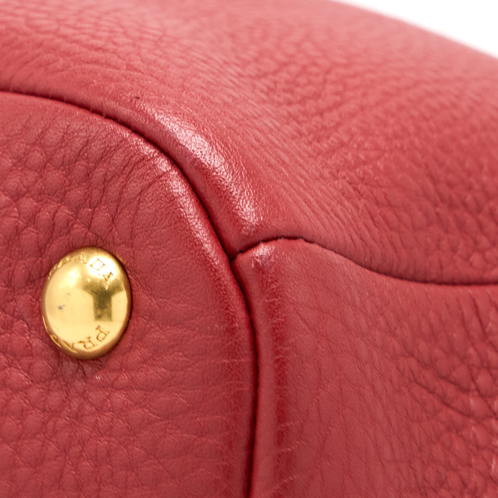 PRADA VITELLO DAINO BAG CALFSKIN RED GHW