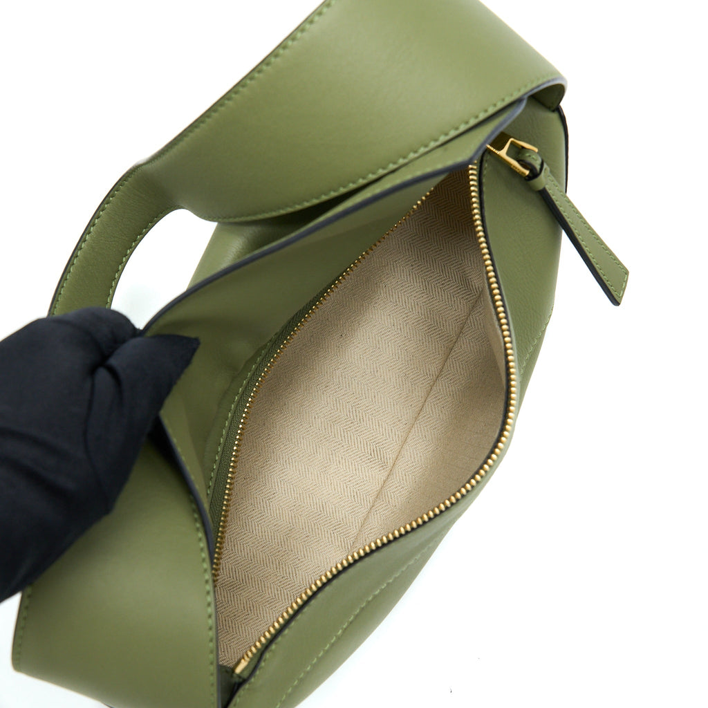 LOEWE PUZZLE HOBO BAG NAPA CALFSKIN AVOCADO GREEN GHW