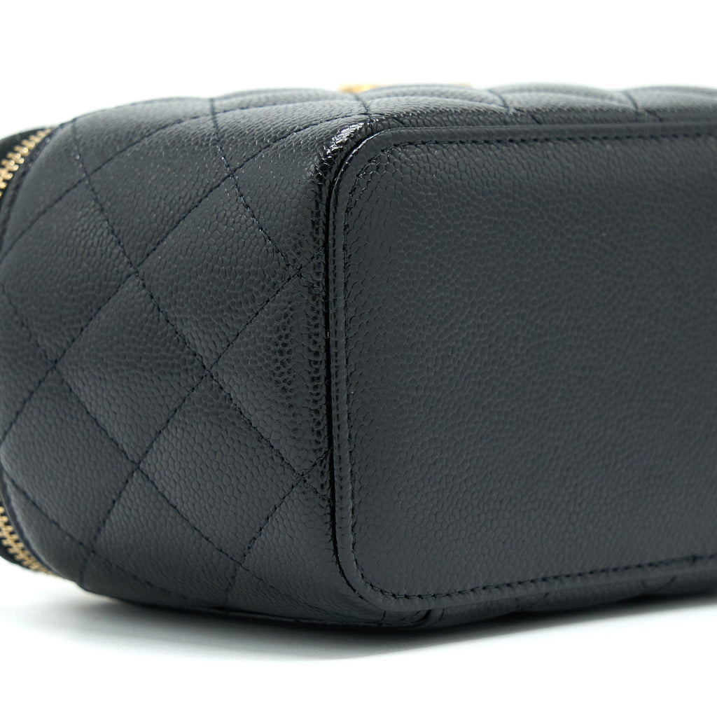 CHANEL LETTER TOP HANDLE LONG VANITY CAVIAR BLACK GHW