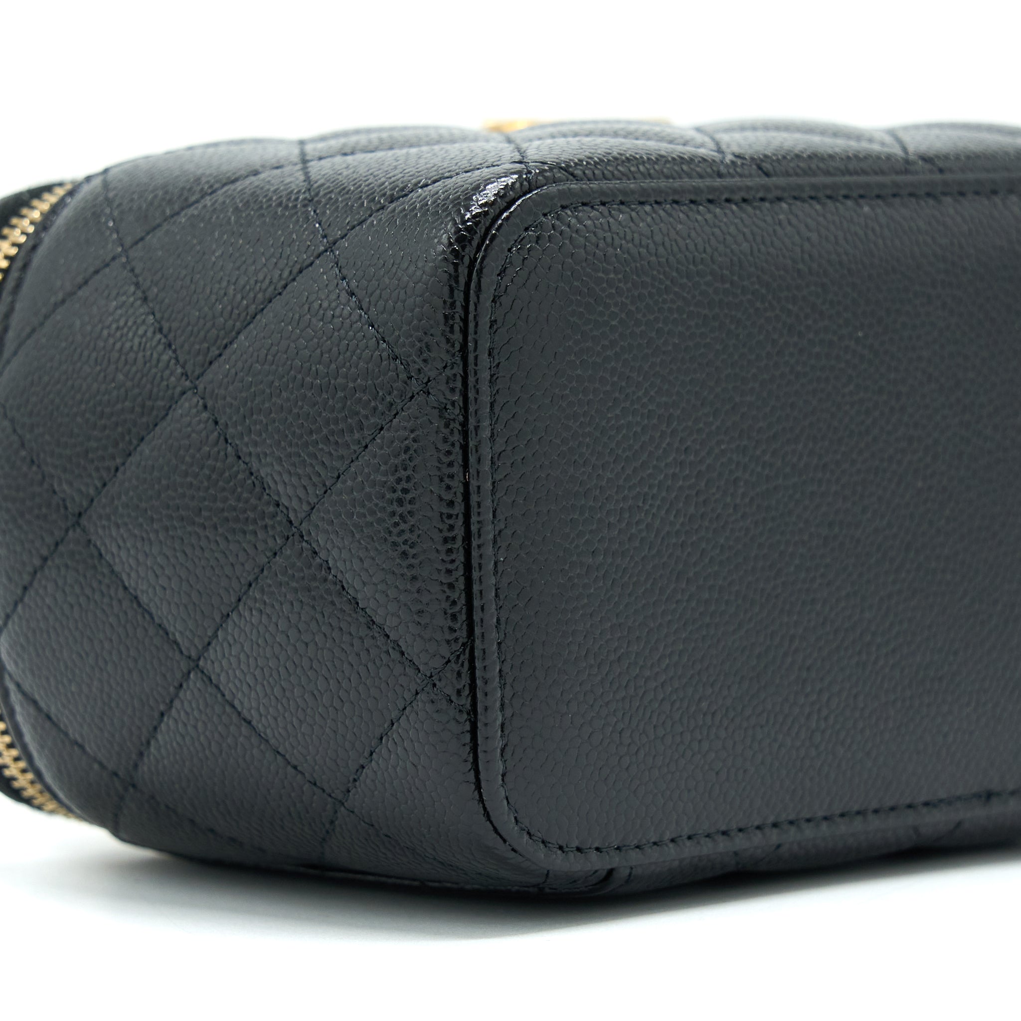 CHANEL LETTER TOP HANDLE LONG VANITY CAVIAR BLACK GHW