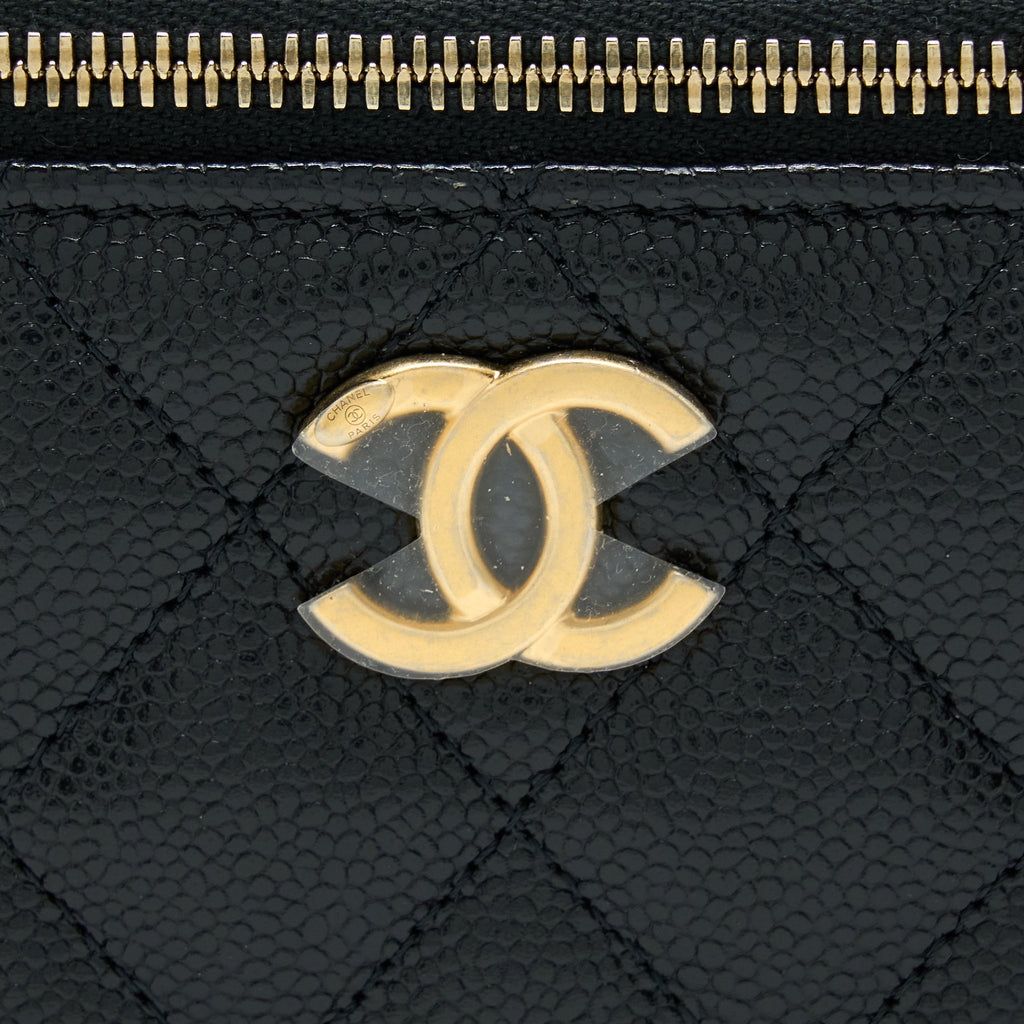 CHANEL LETTER TOP HANDLE LONG VANITY CAVIAR BLACK GHW